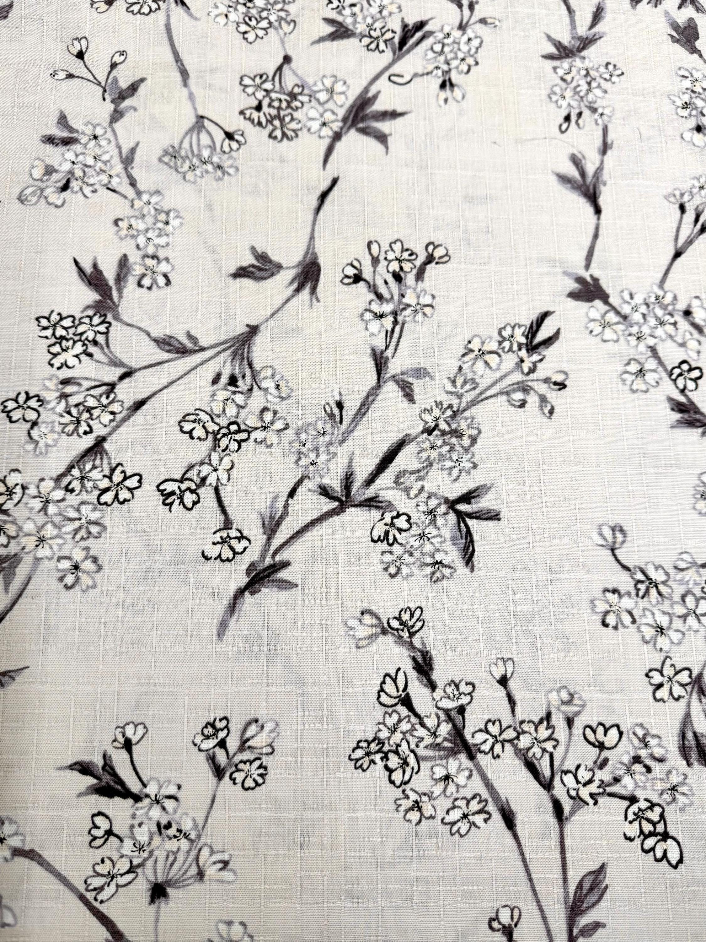 Hokkoh - Cherry Blossom Branches Cotton Dobby - Cream