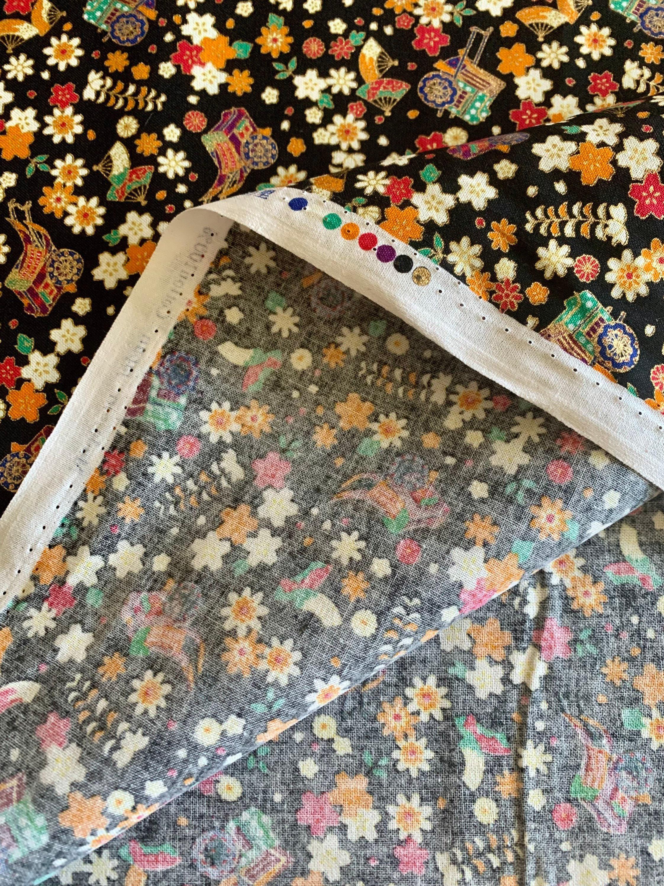 Naka - Royal Carts and Blossoms Cotton Fabric - Black Gold