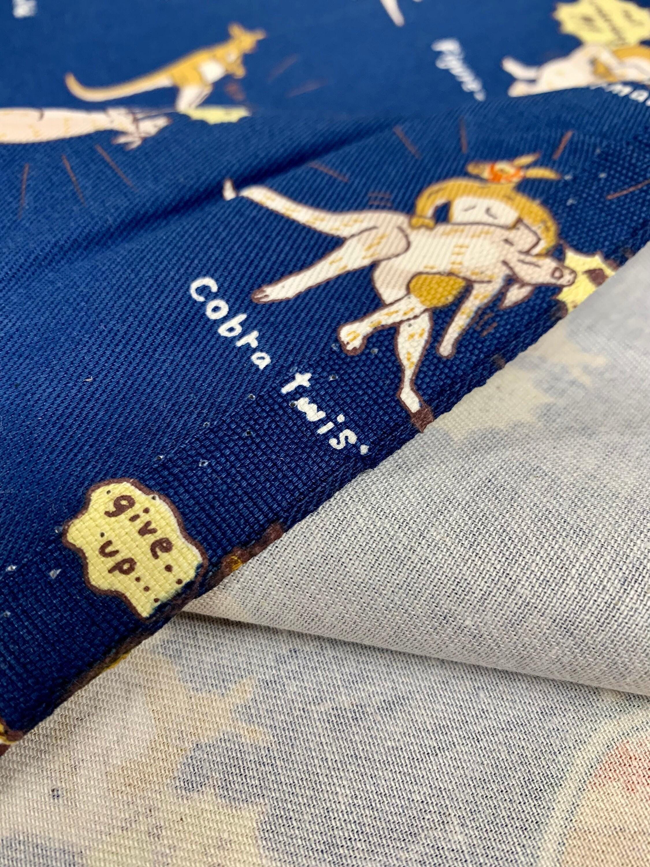 Kobayashi Luche Roo! Japanese cotton twill fabric KTS6806-D blue