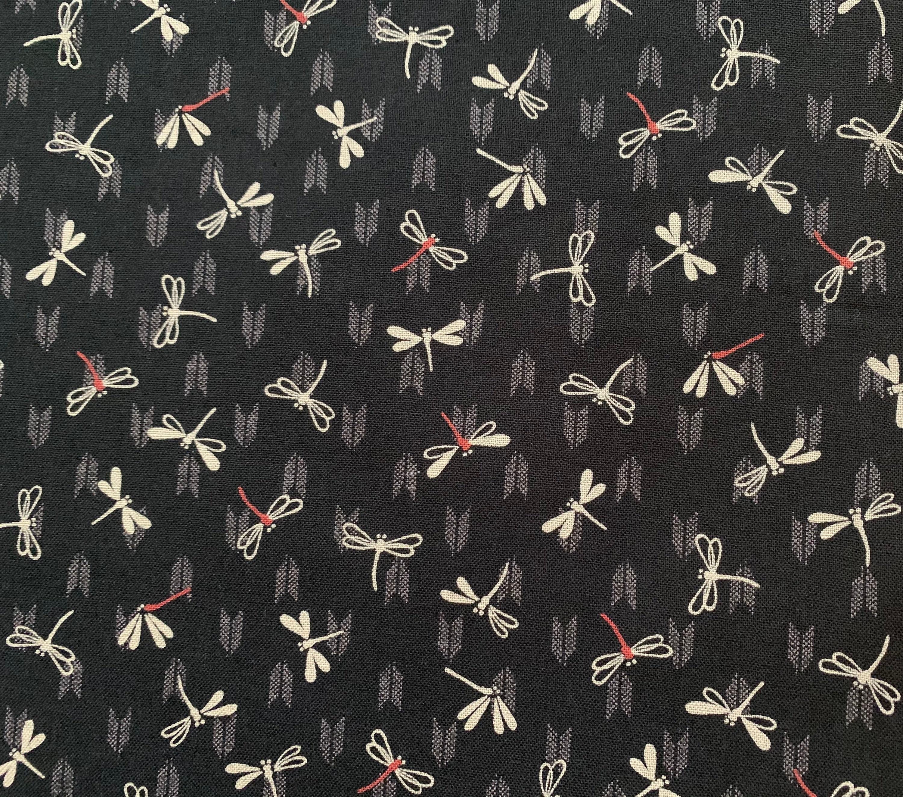 Sevenberry - Dragonflies with Arrows Cotton Fabric - Black