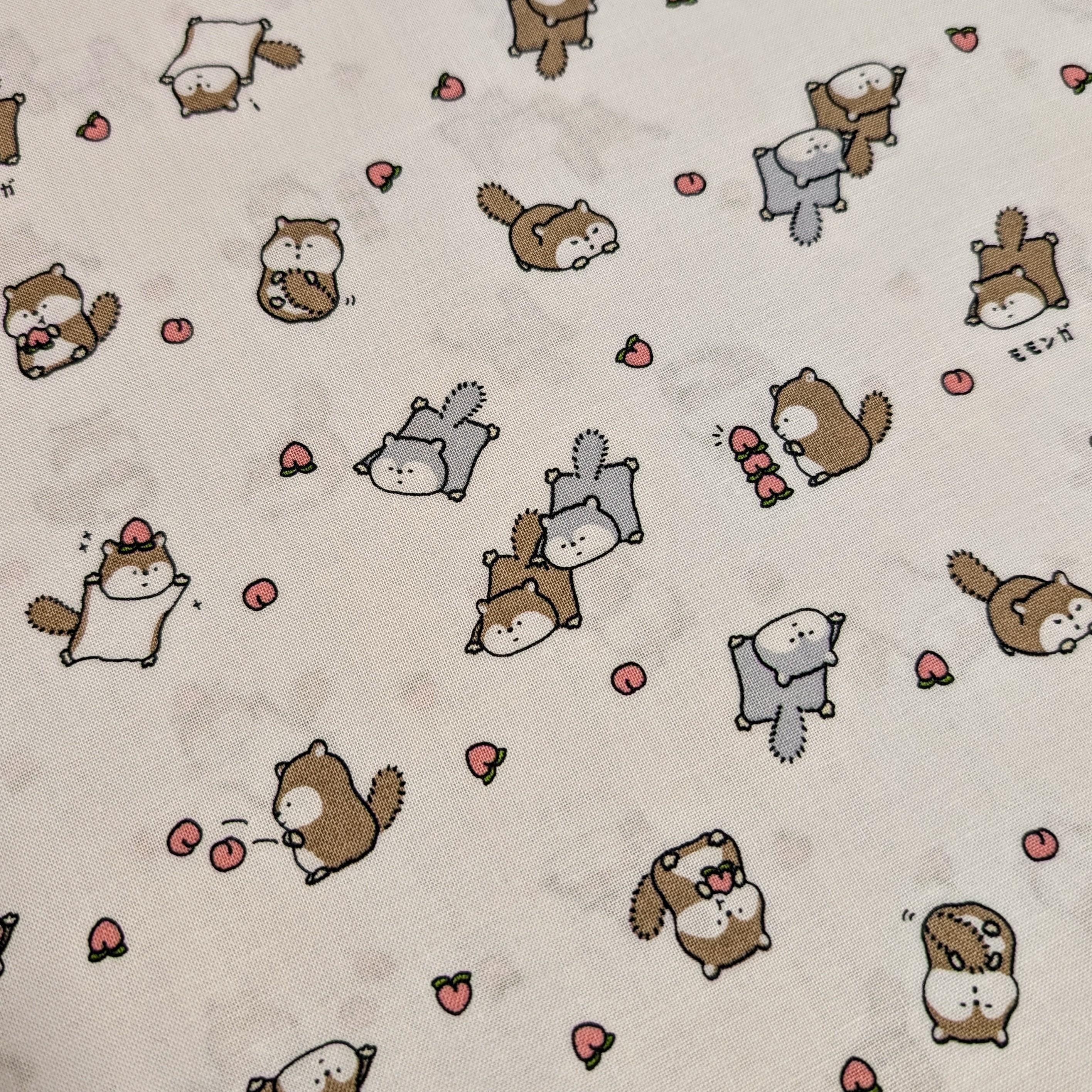 Cosmo - NEW Flying Squirrels & Peaches Cotton - White
