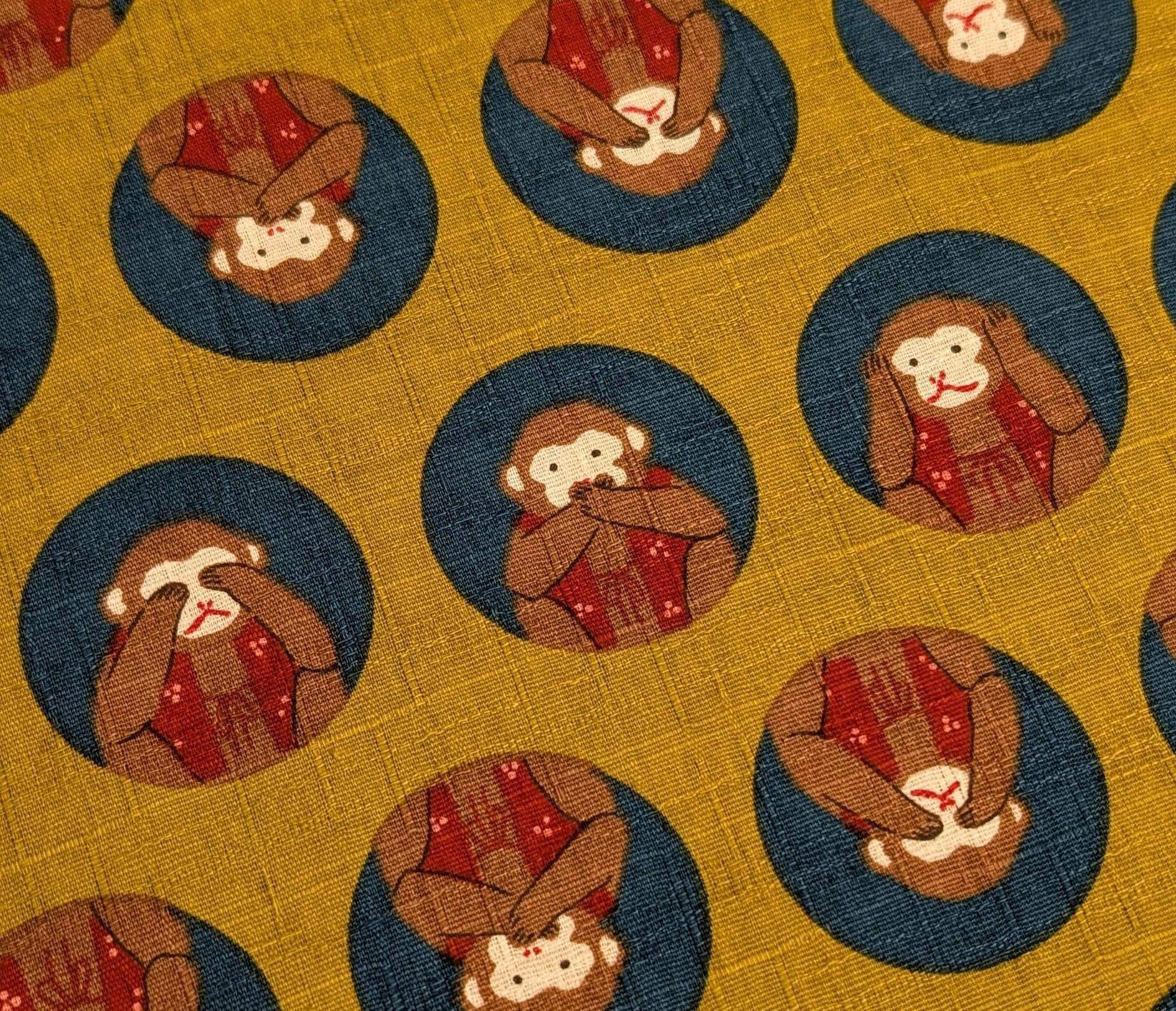 Hokkoh - Three Wise Monkeys Cotton Dobby - Yellow