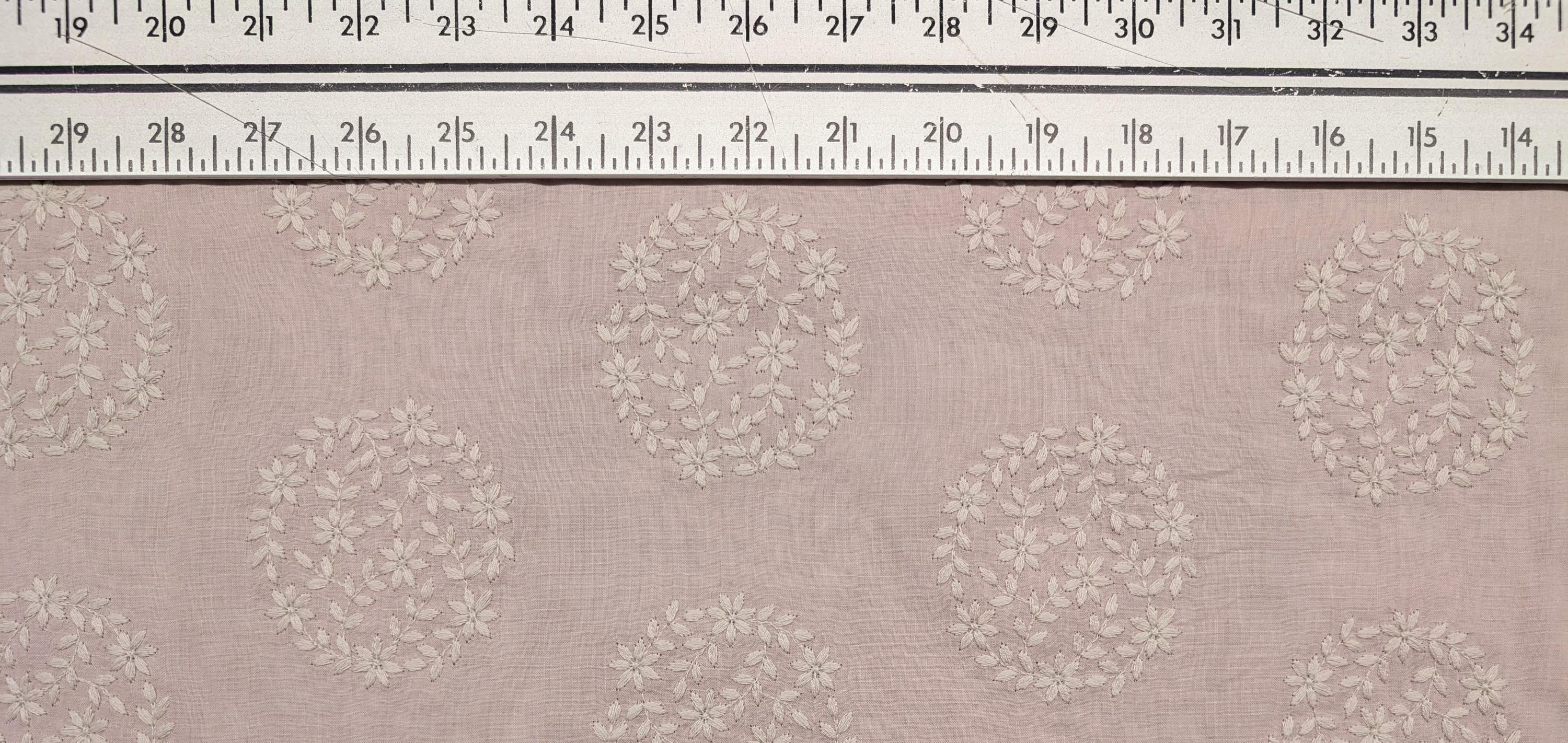 Orimono Imports - Embroidered Floral Japanese Cotton Voile - Pink and White