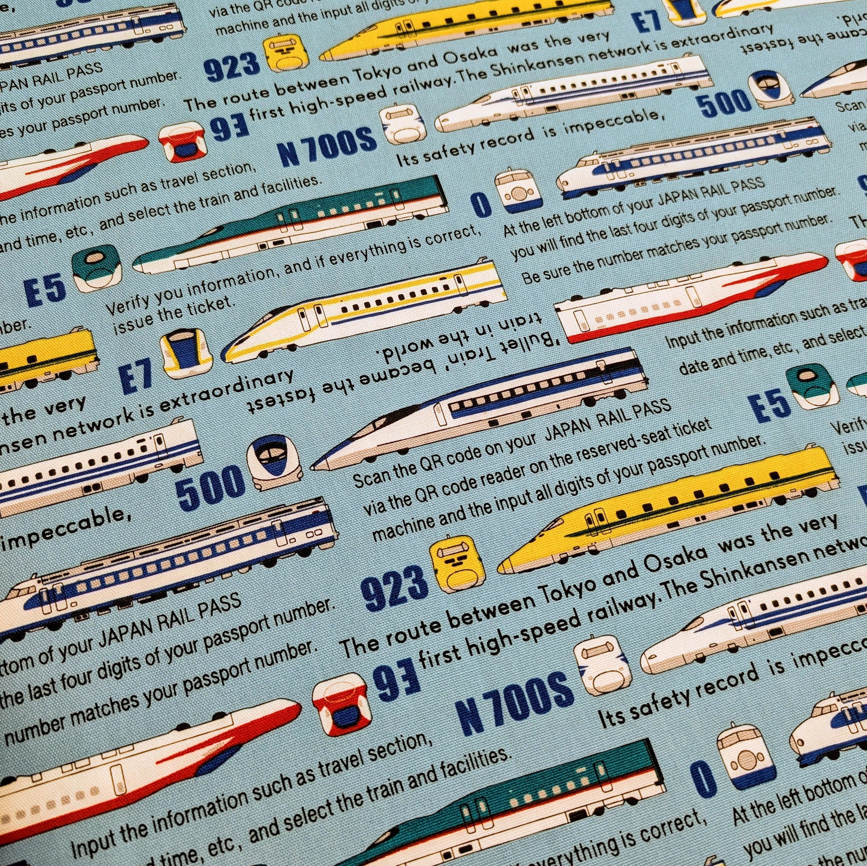 Bullet Trains Asano Japanese Oxford cotton canvas fabric 2500-1 B blue