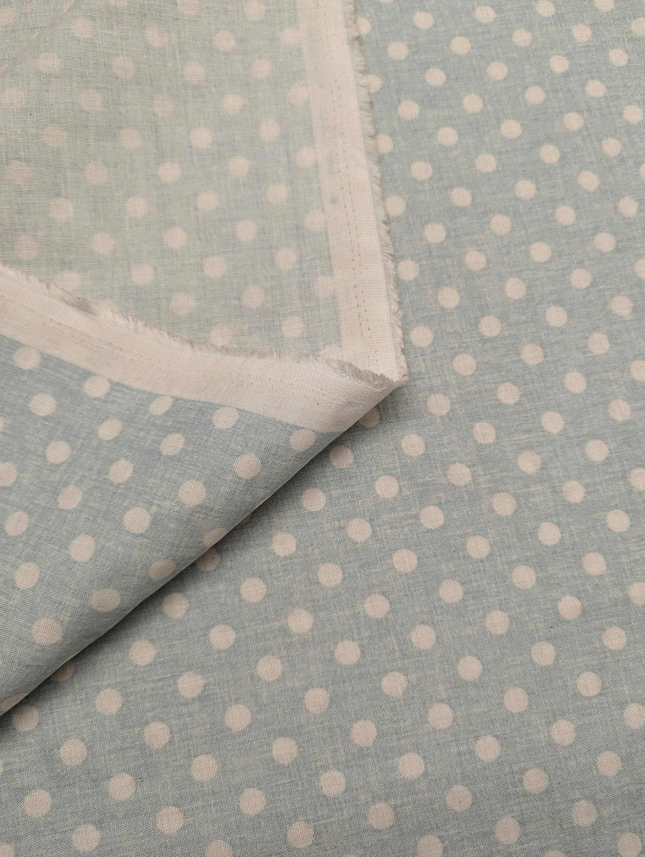 Sevenberry - Medium Polka Dot Cotton Double Gauze - Baby Blue