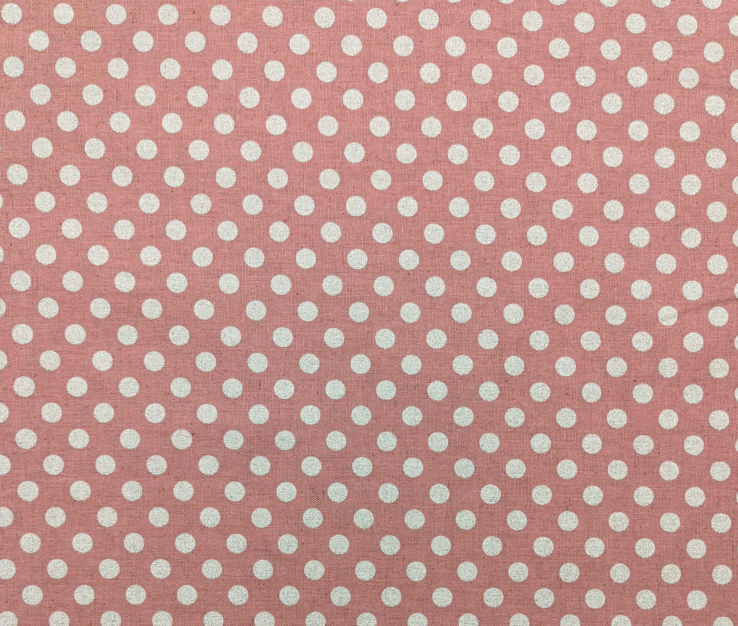Senyo - Glittering Polka Dots Cotton Oxford - Pink With Silver