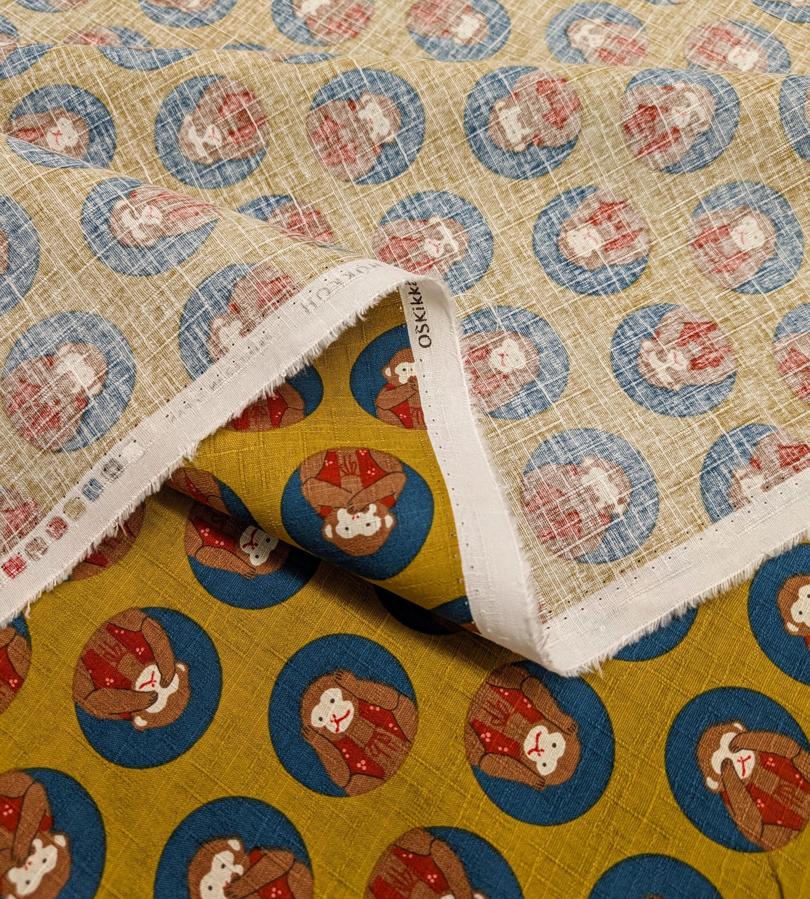 Hokkoh - Three Wise Monkeys Cotton Dobby - Yellow