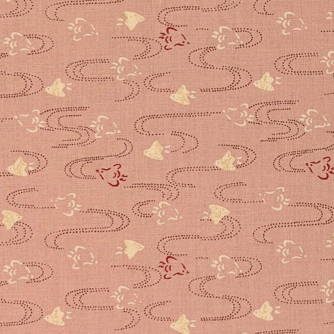 Chidori Sevenberry Japanese cotton fabric 88222-8-1 beige & pink