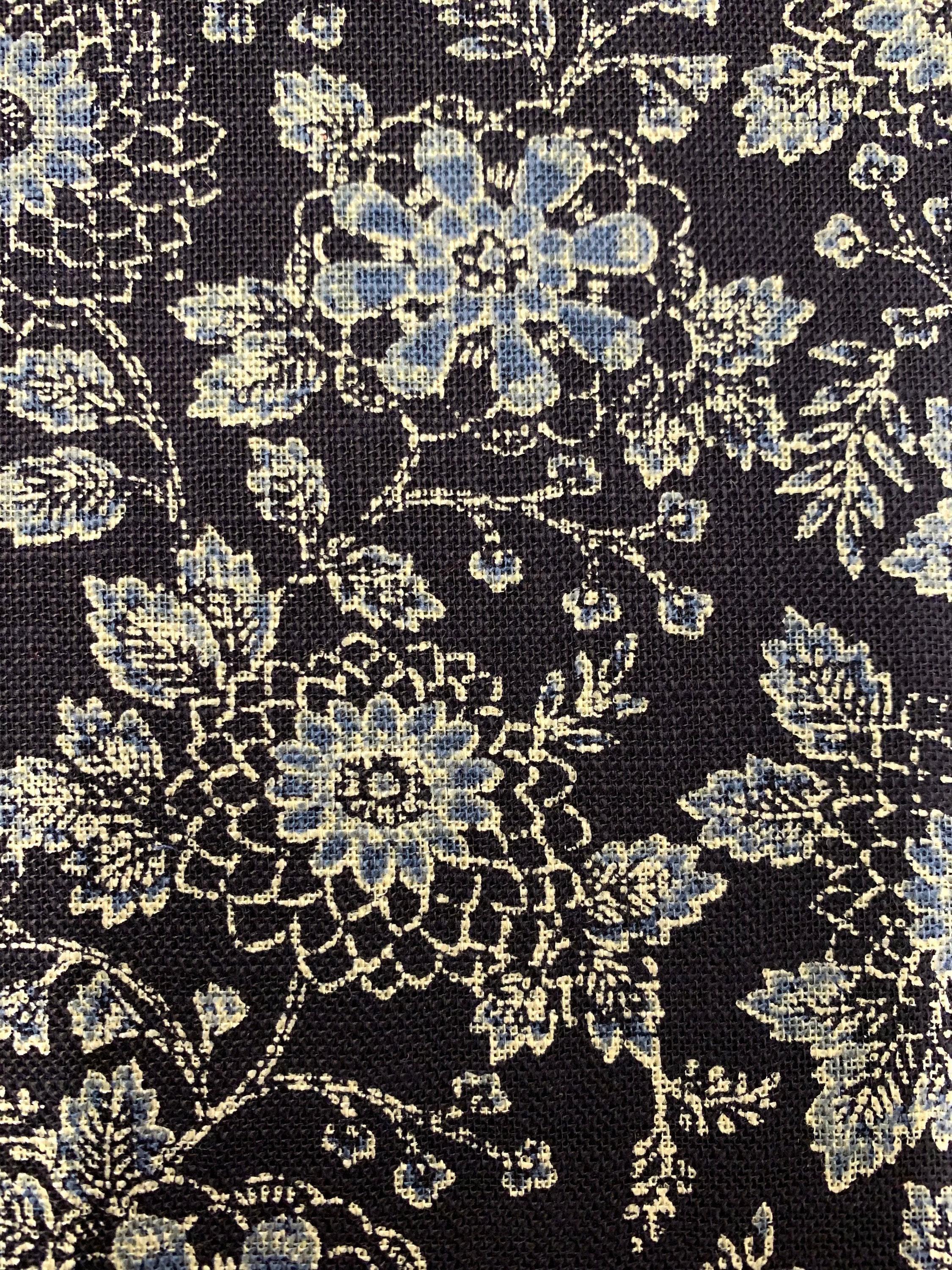 Sevenberry - Vintage Floral Cotton Fabric - Navy Blue