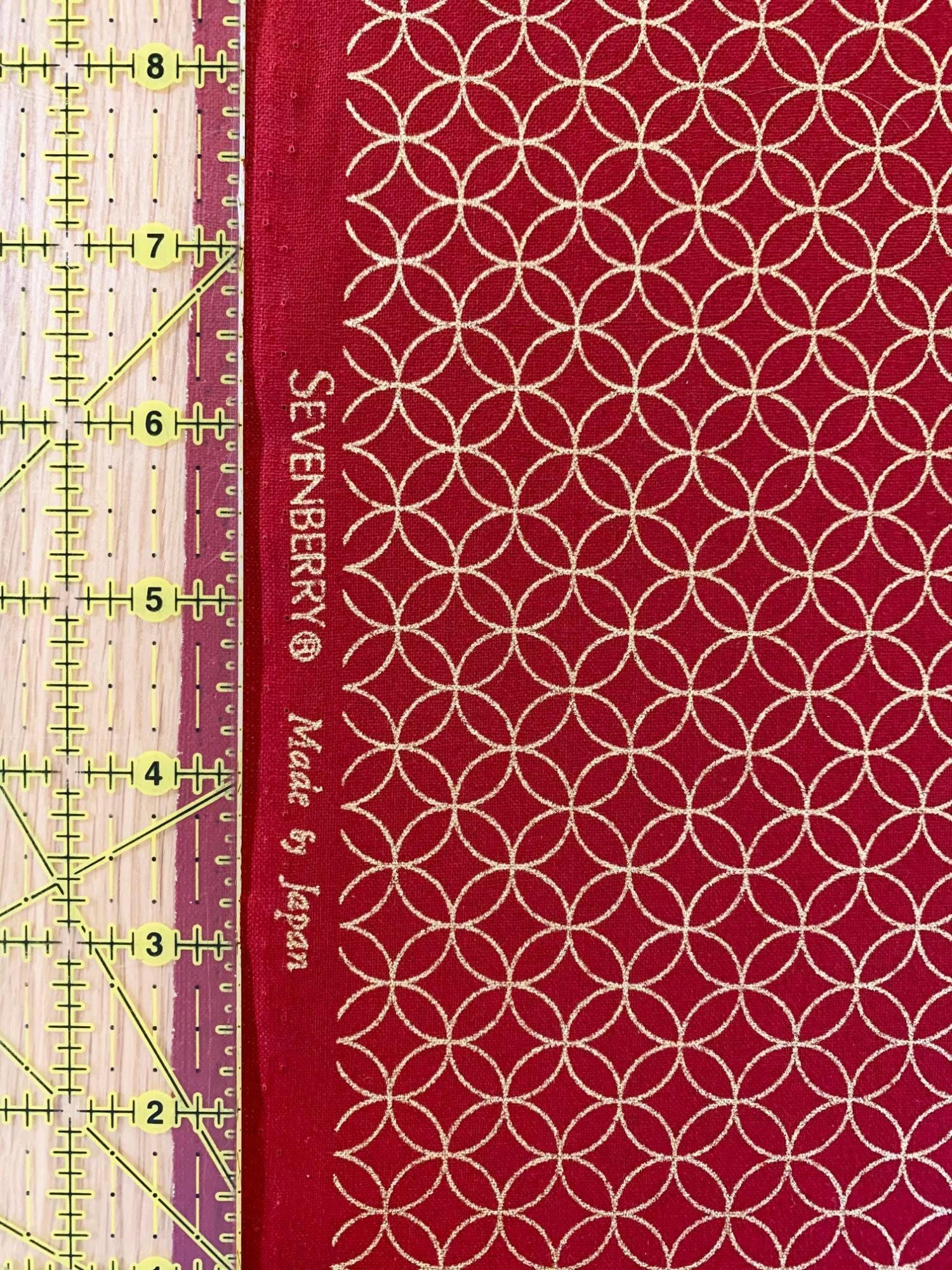 Sevenberry - Golden Shippo Circles Cotton Fabric - Red