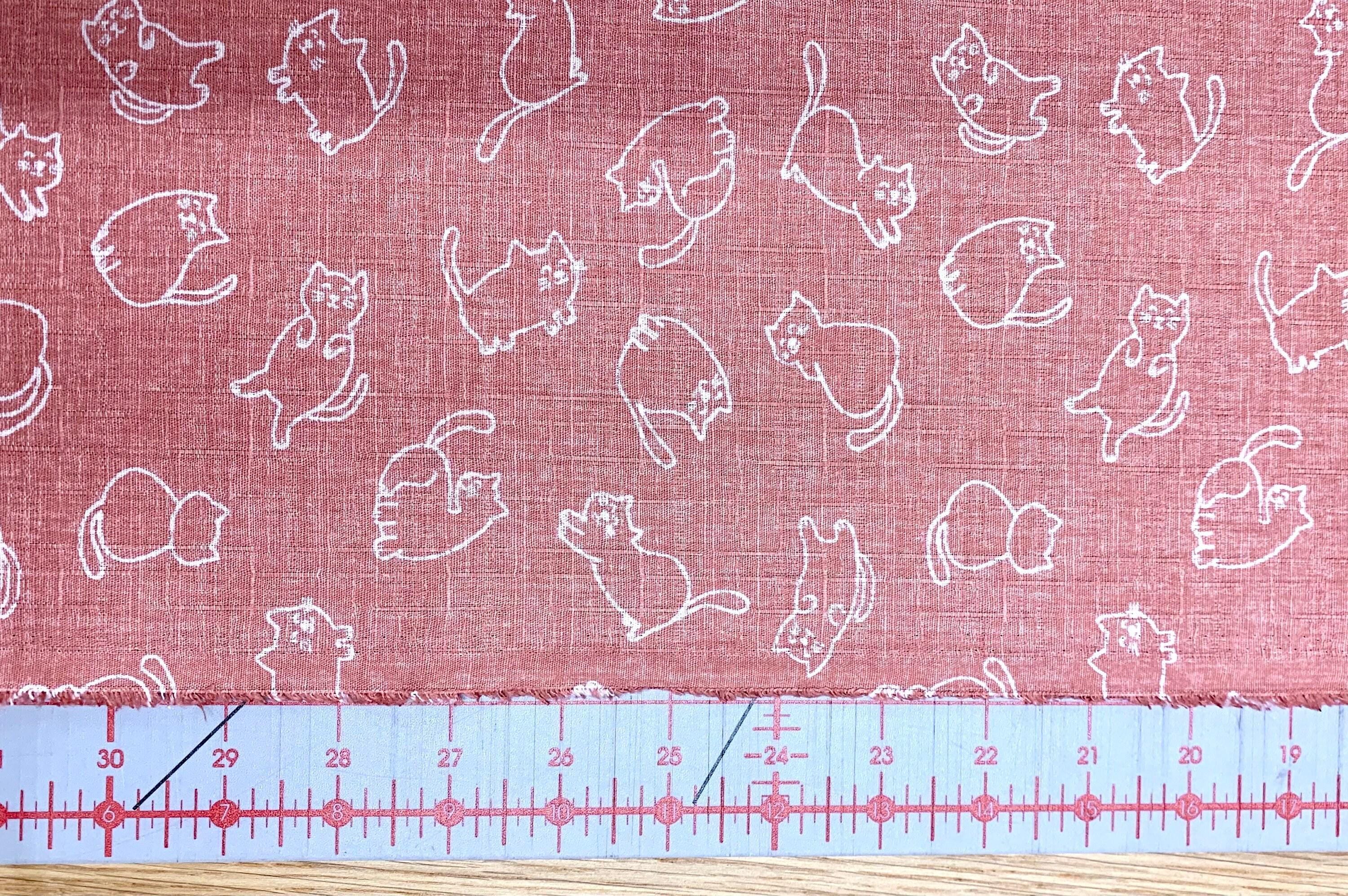 Morikiku - Cuddly Cats Cotton Dobby - Pink White