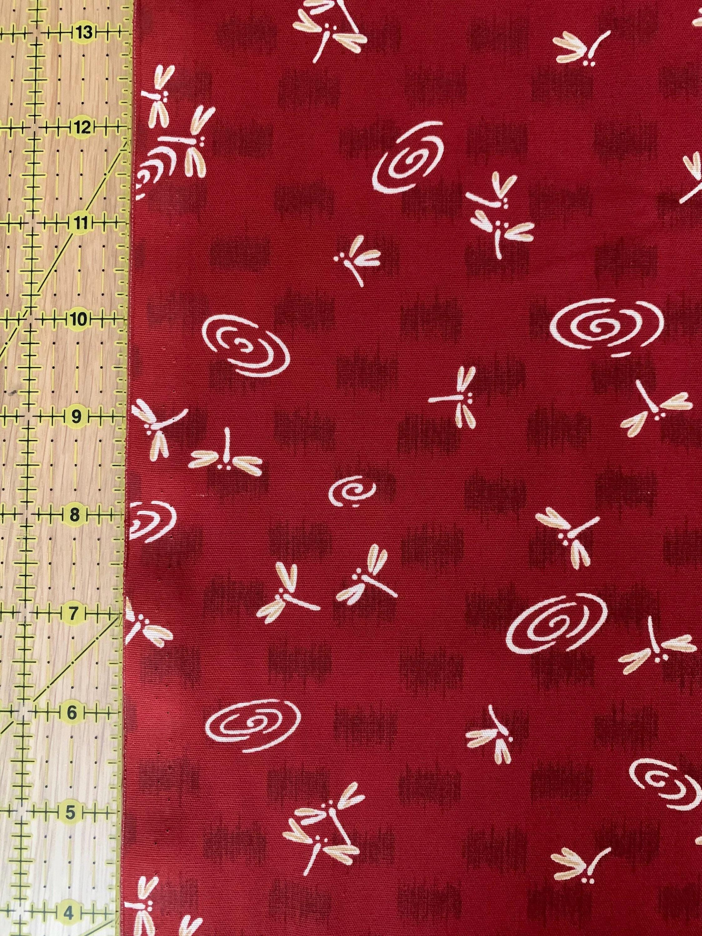 Dragonflies at the Water's Edge Japanese cotton fabric 3030-4D red