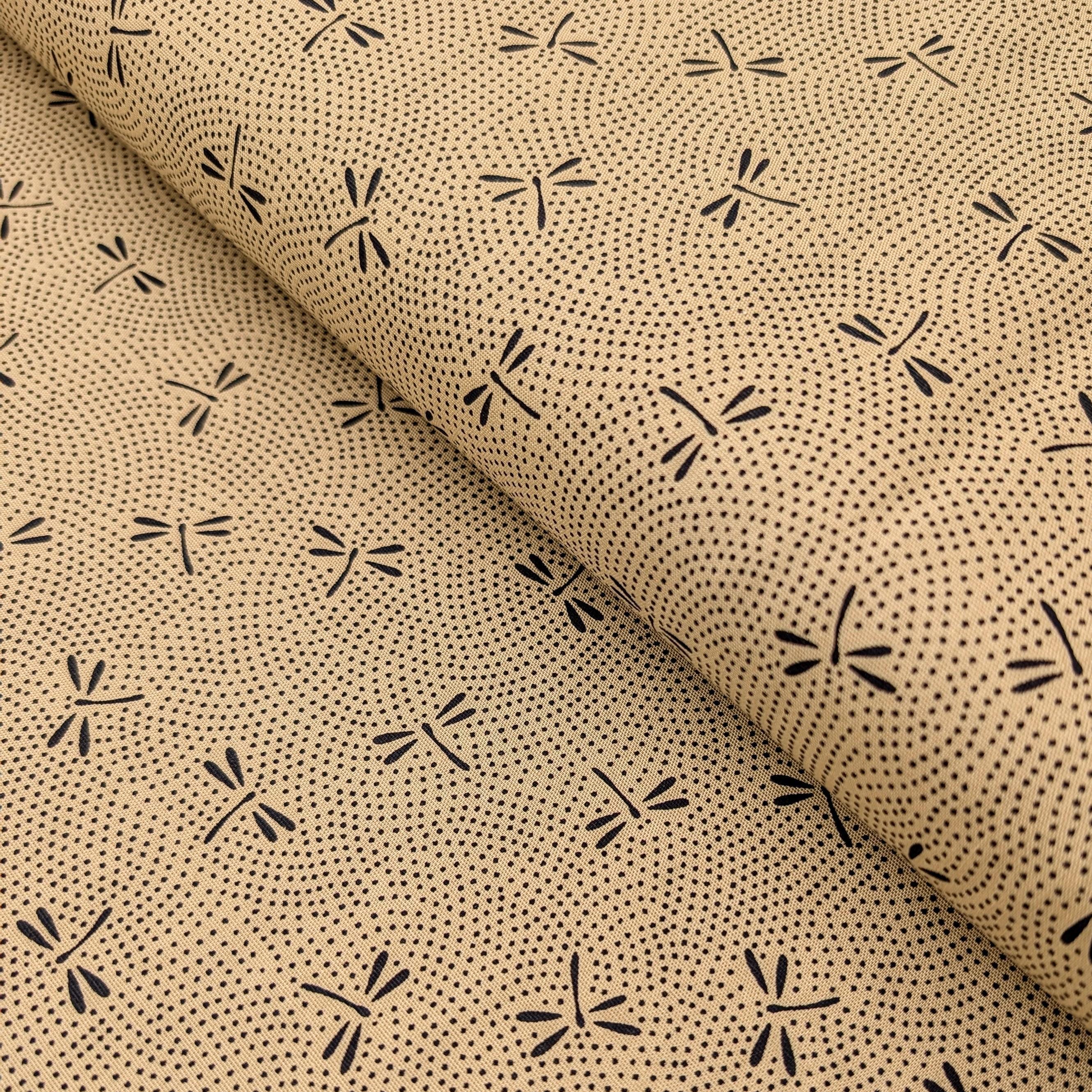 NEW Dotted Dragonflies Senyo Japanese cotton fabric SK-100-4 A beige