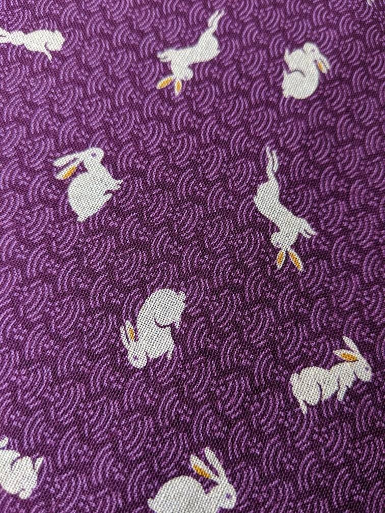 Sevenberry - Bunnies and Waves Cotton Fabric - Purple