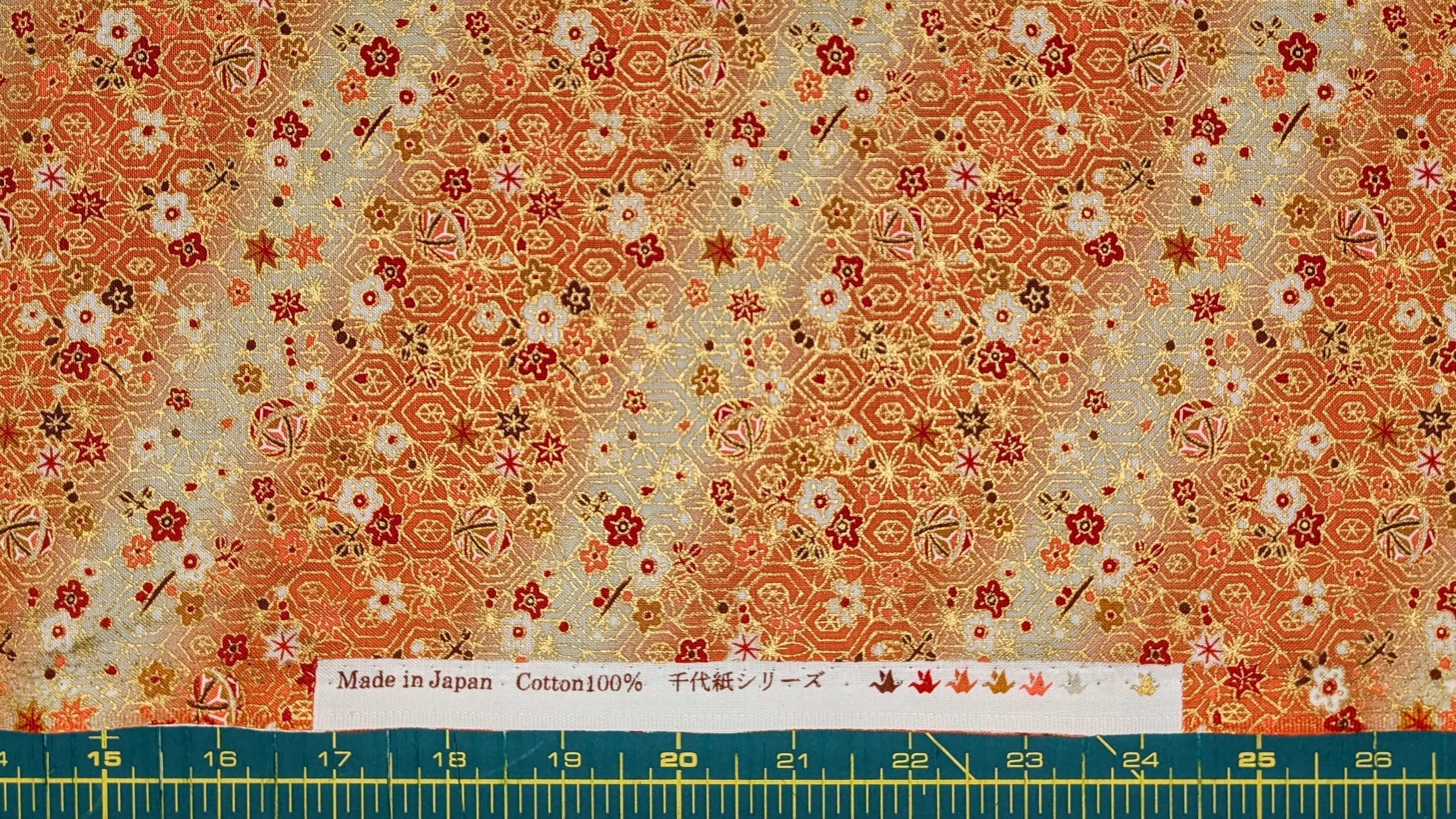 Naka - Temari and Blossoms Cotton Fabric - Pink Orange