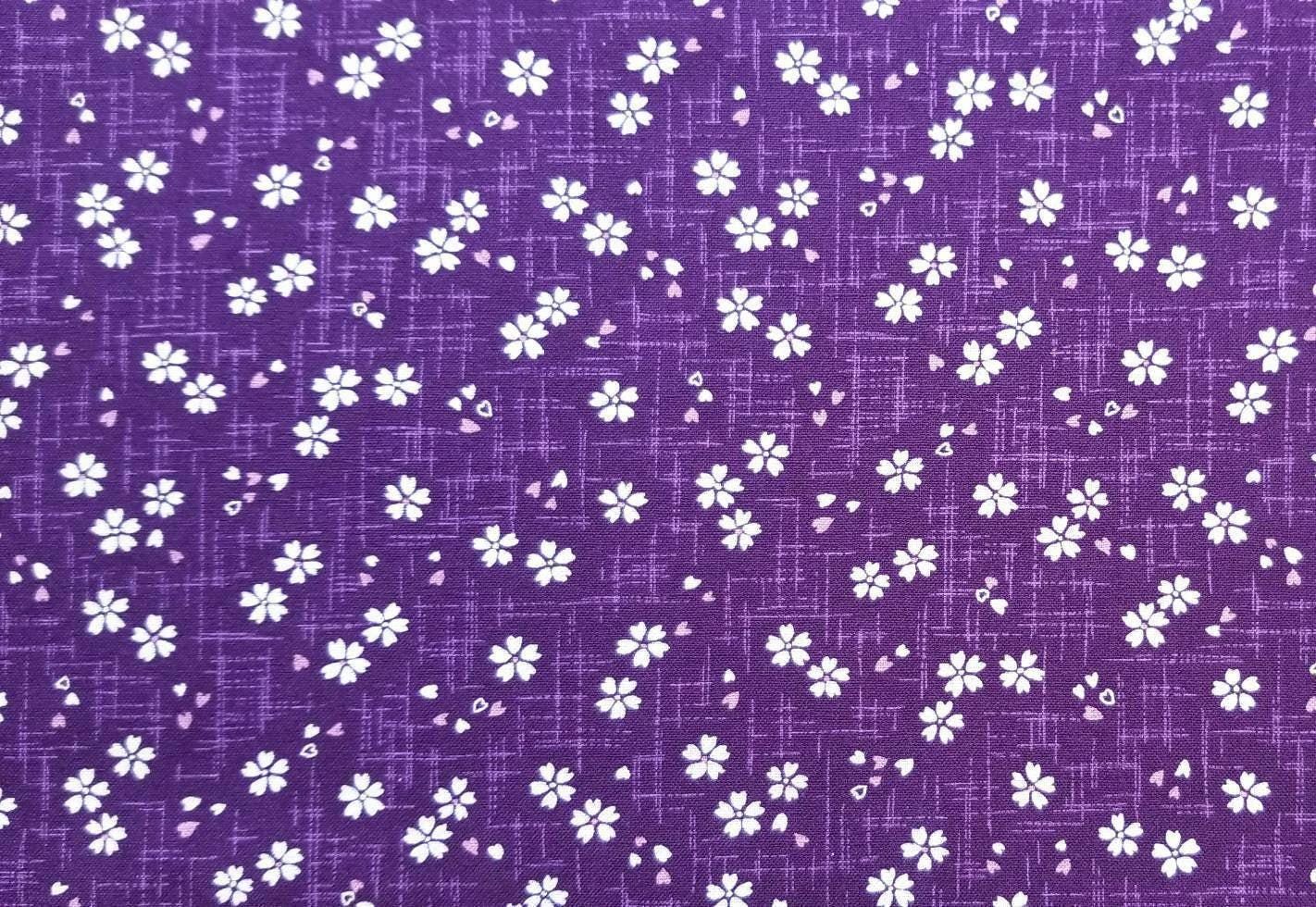 Sevenberry - Cherry Blossoms in Plum Purple Cotton Fabric - Plum Purple