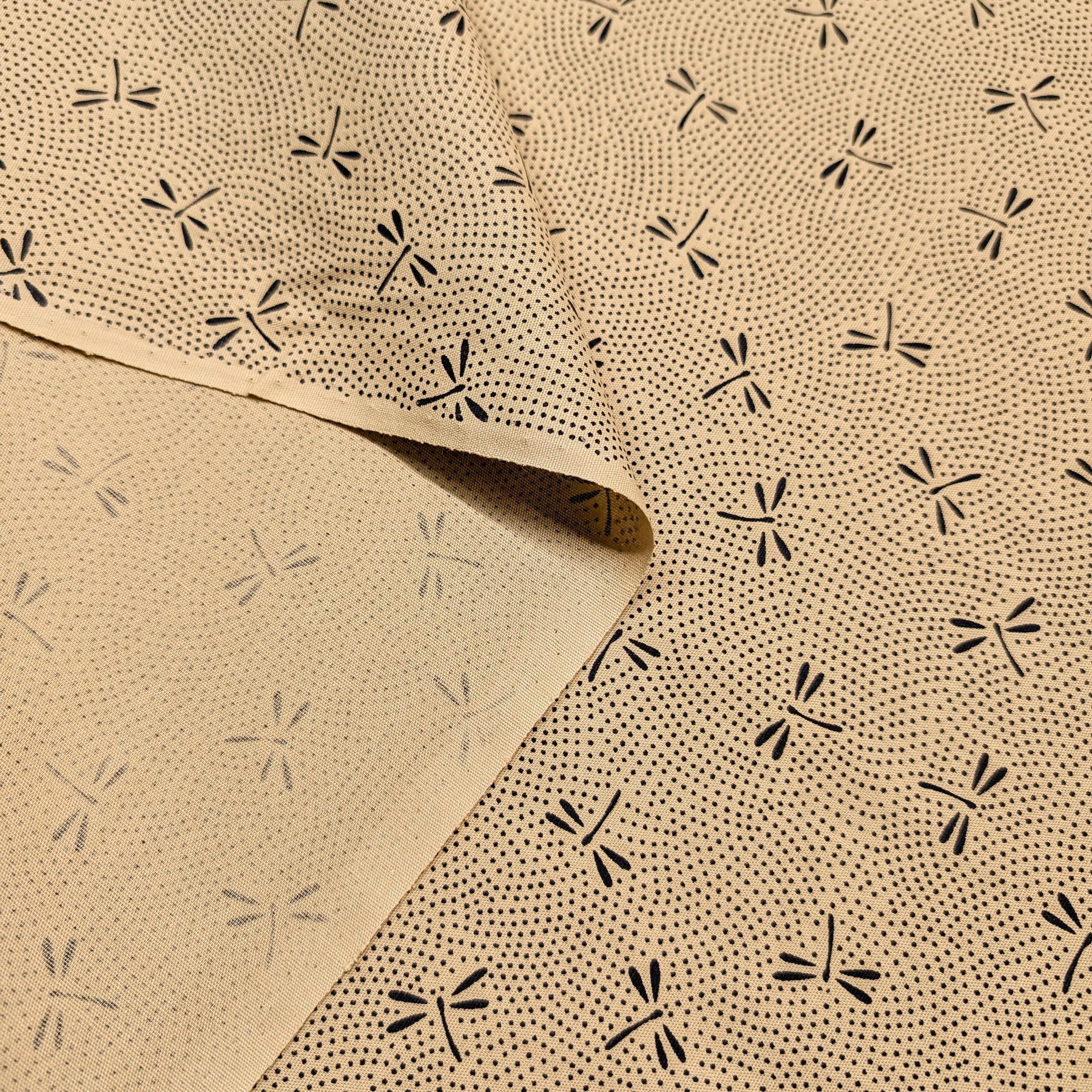 NEW Dotted Dragonflies Senyo Japanese cotton fabric SK-100-4 A beige