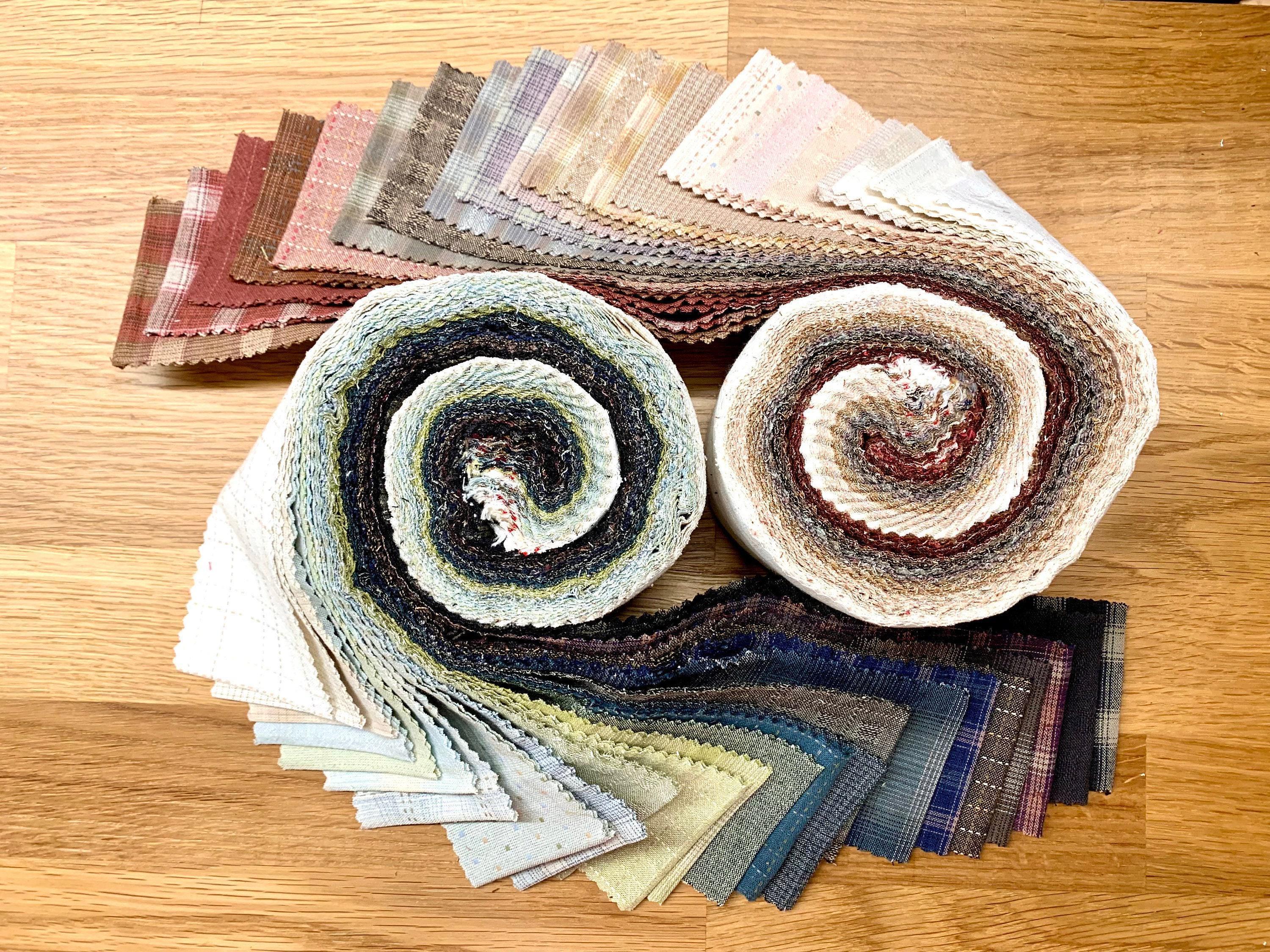 Cosmo - 23 Pieces 2.5 Inch Twist Yarn Dyed Cotton Taupe Roll - Pink or Green