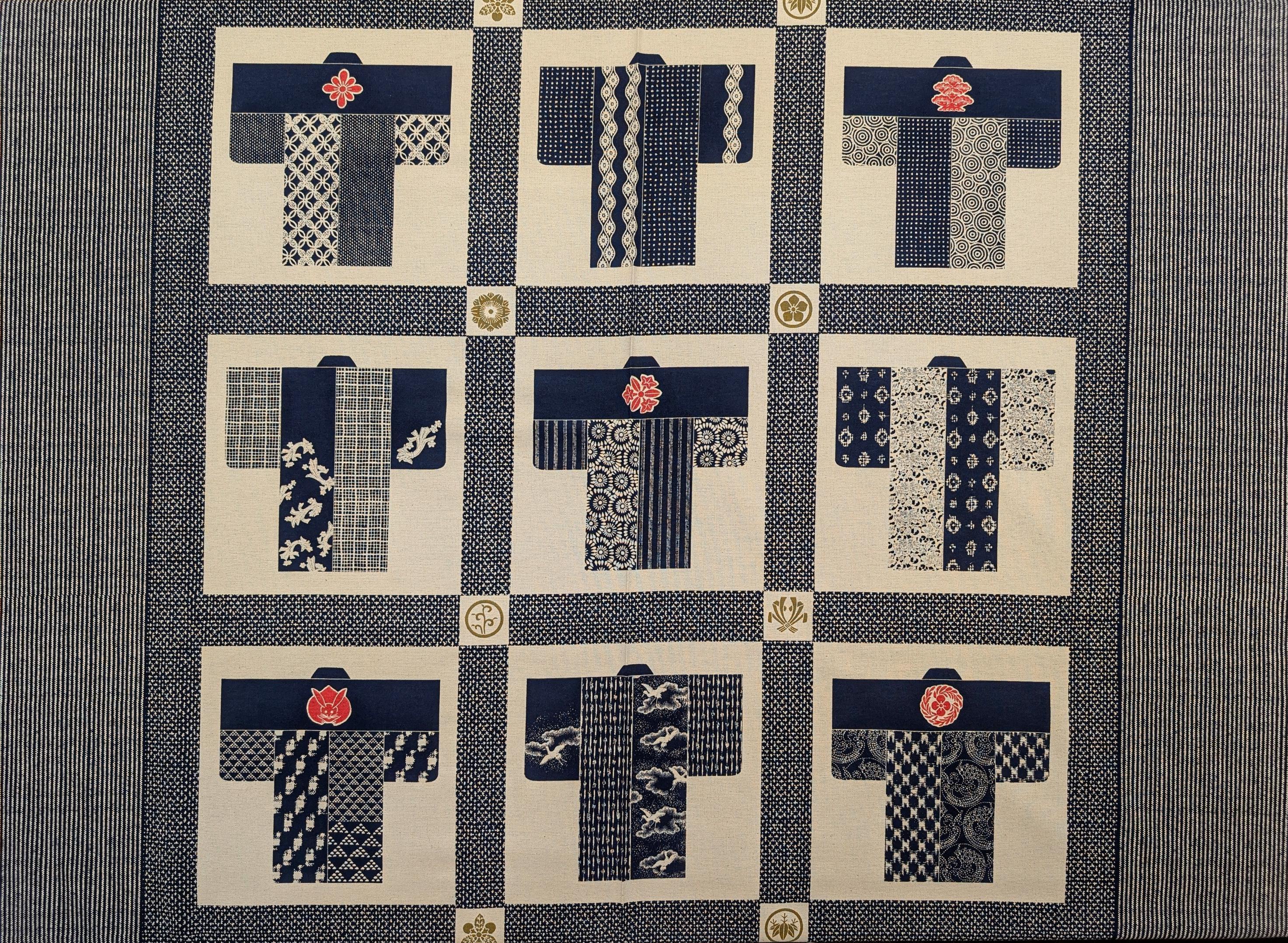 Craft-P - Kimono Design Cotton Fabric Panel - Black or Navy