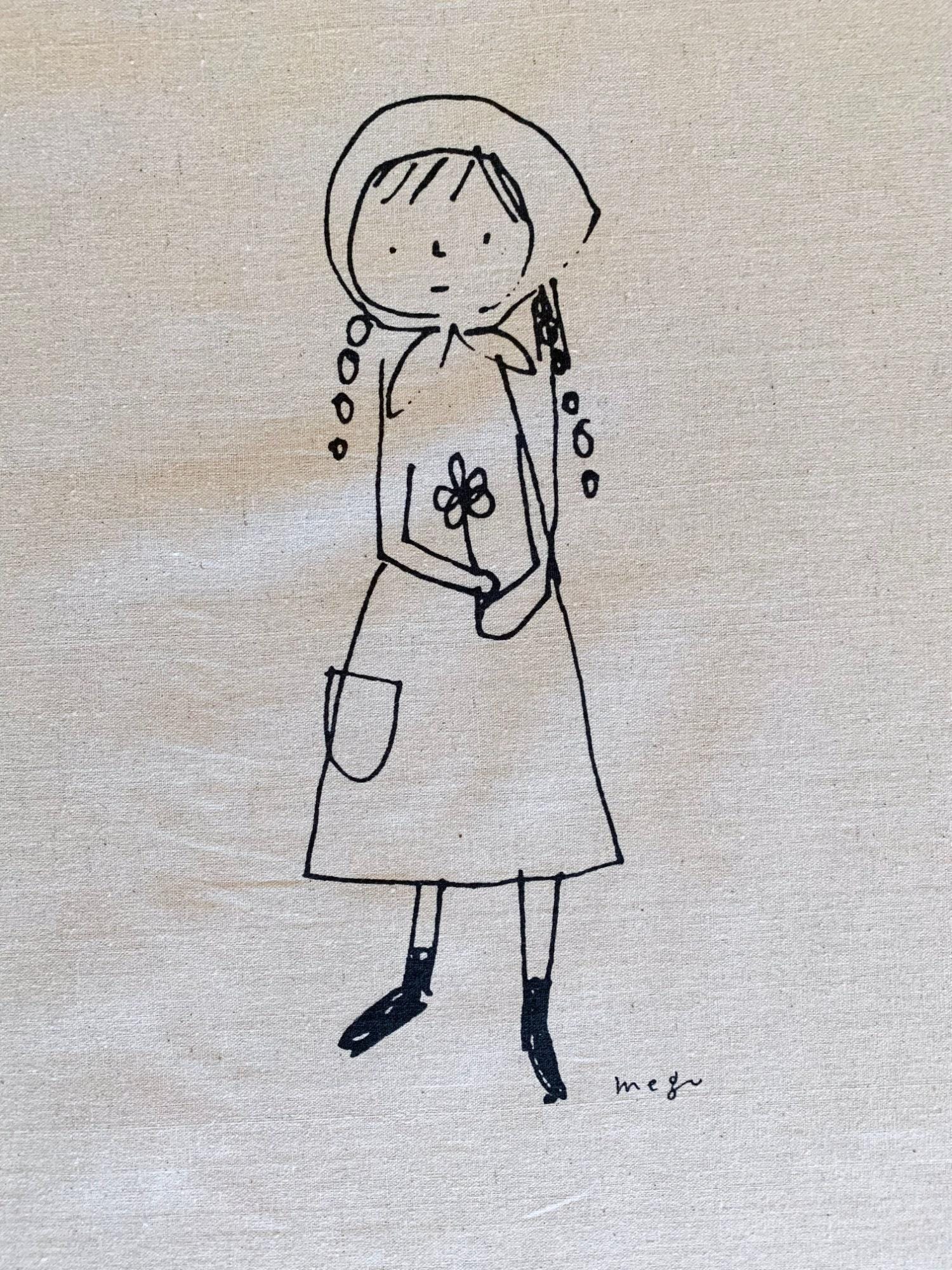 Kei - Megumi Sakakibara Collection Cotton Linen Panel - Beige Black