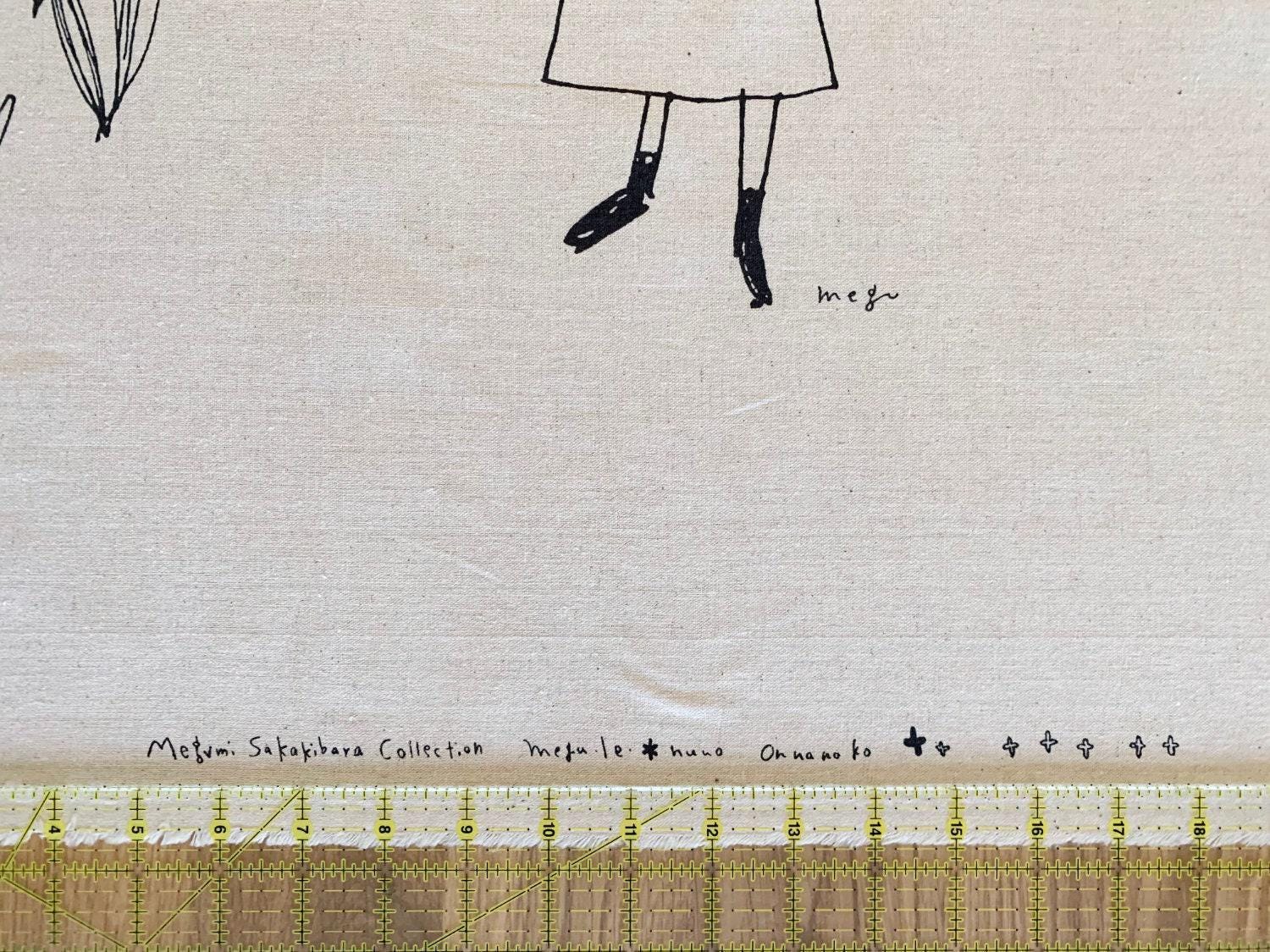 Kei - Megumi Sakakibara Collection Cotton Linen Panel - Beige Black