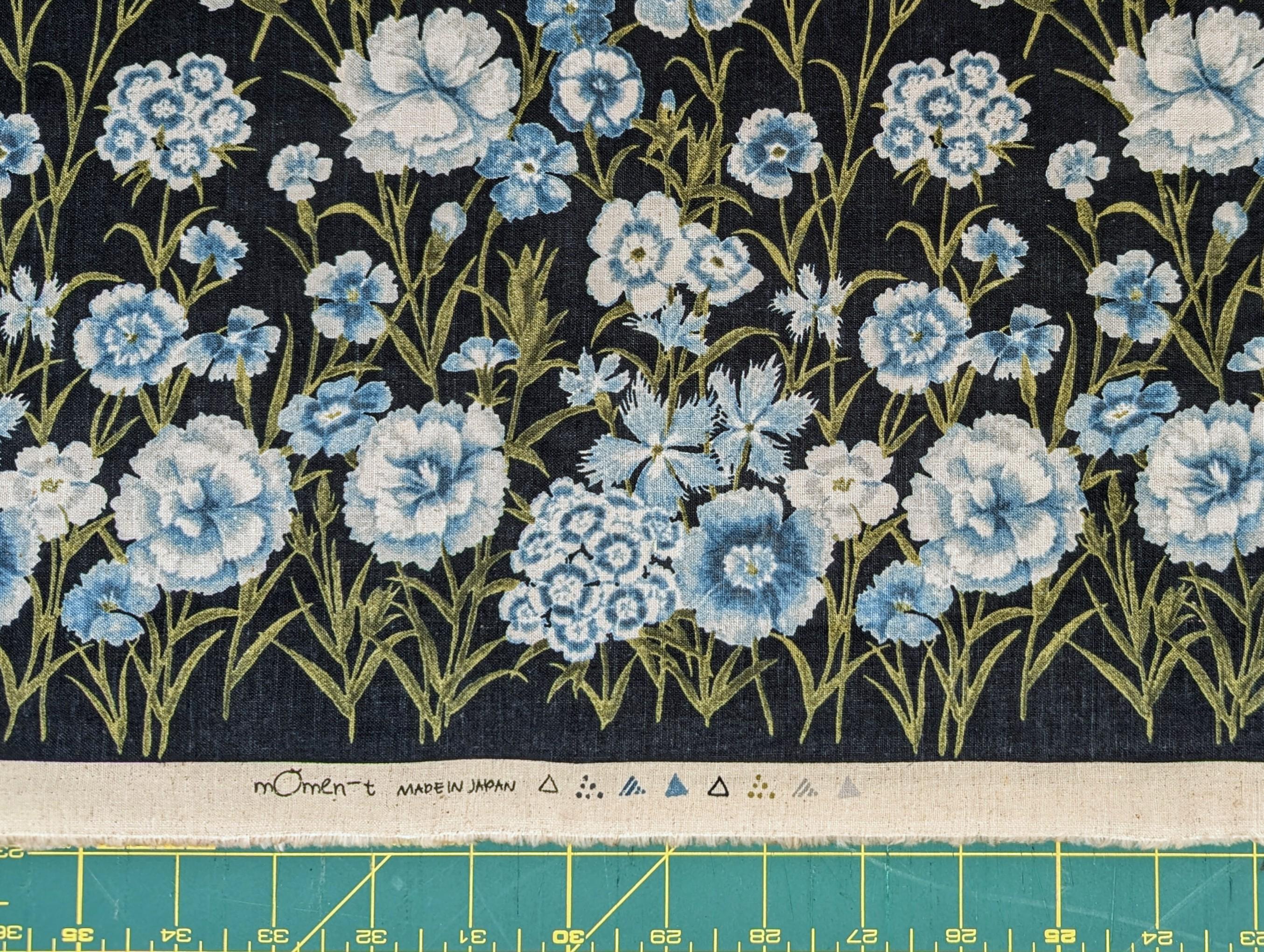 Koizumi - Summer Meadows Panel Momen-T Cotton/Linen Fabric - Dark Blue