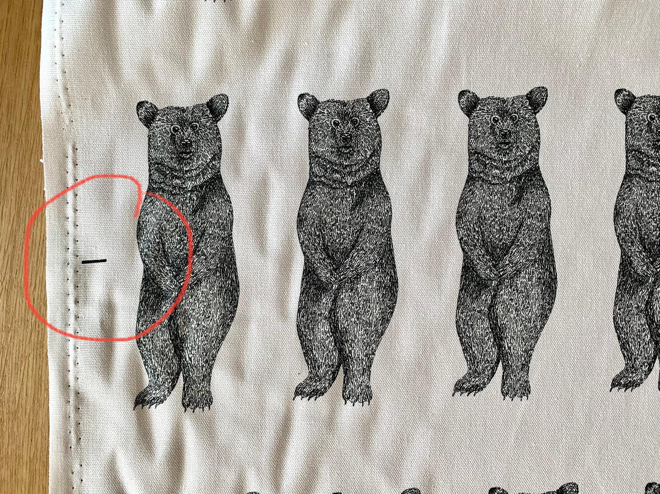 Koizumi - Big Bear Cotton Fabric Panel - White Black