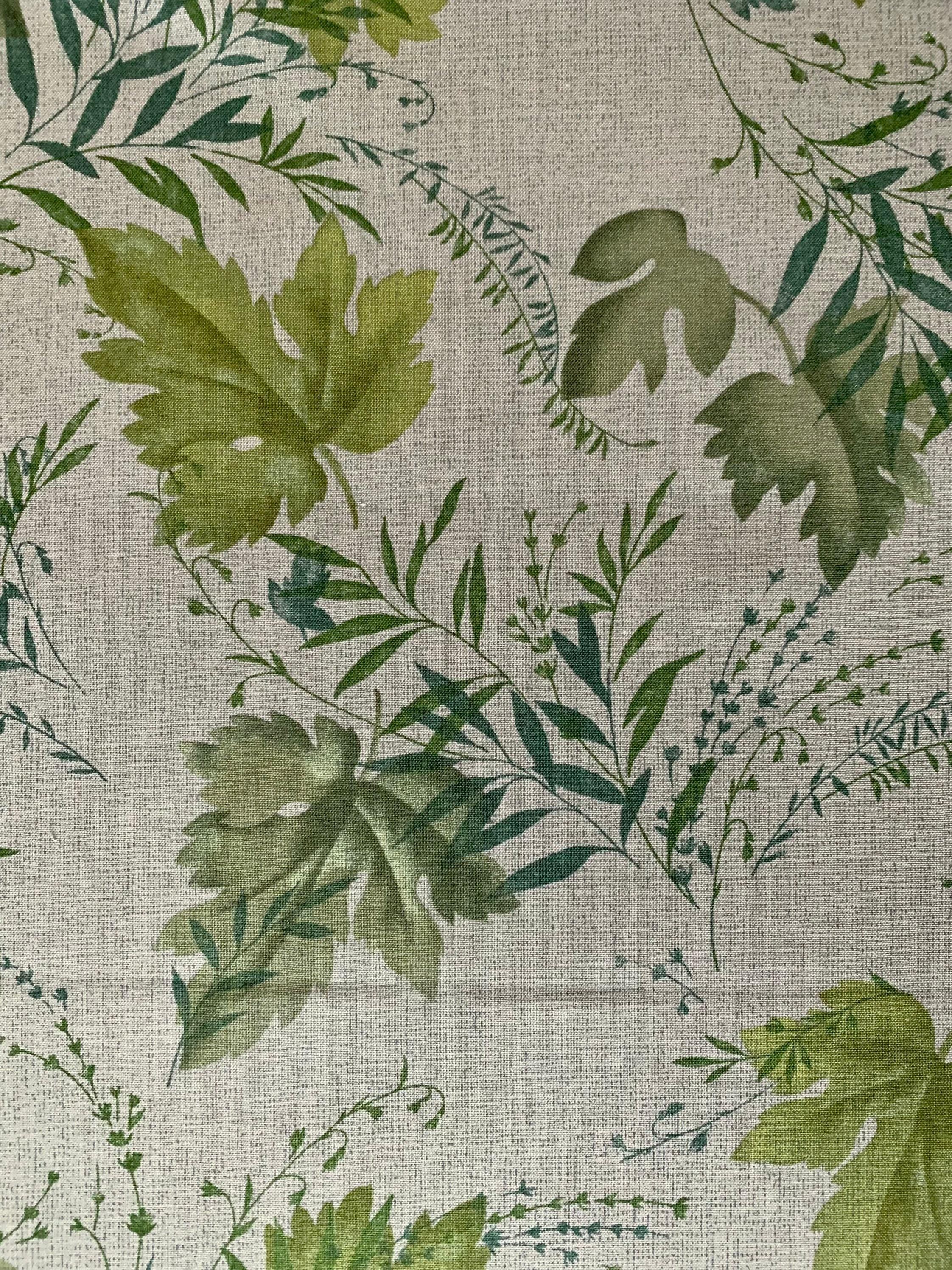 Vancet - Autumn Leaf Taupe-Ism Printed Cotton Taupe - Green