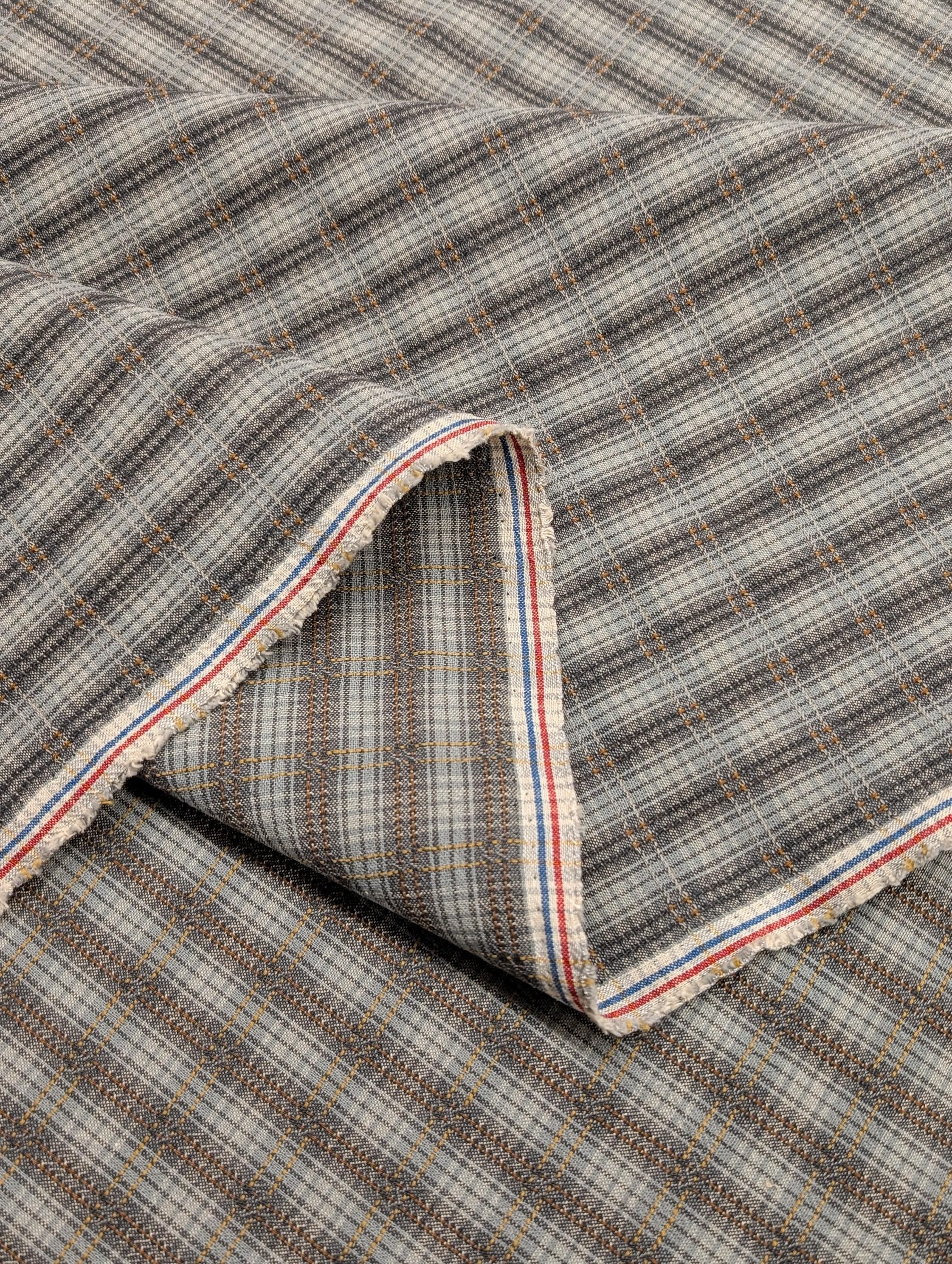 Textile Pantry - Junko Matsuda Yarn Dyed Plaid Cotton Fabric - Blue and Gray