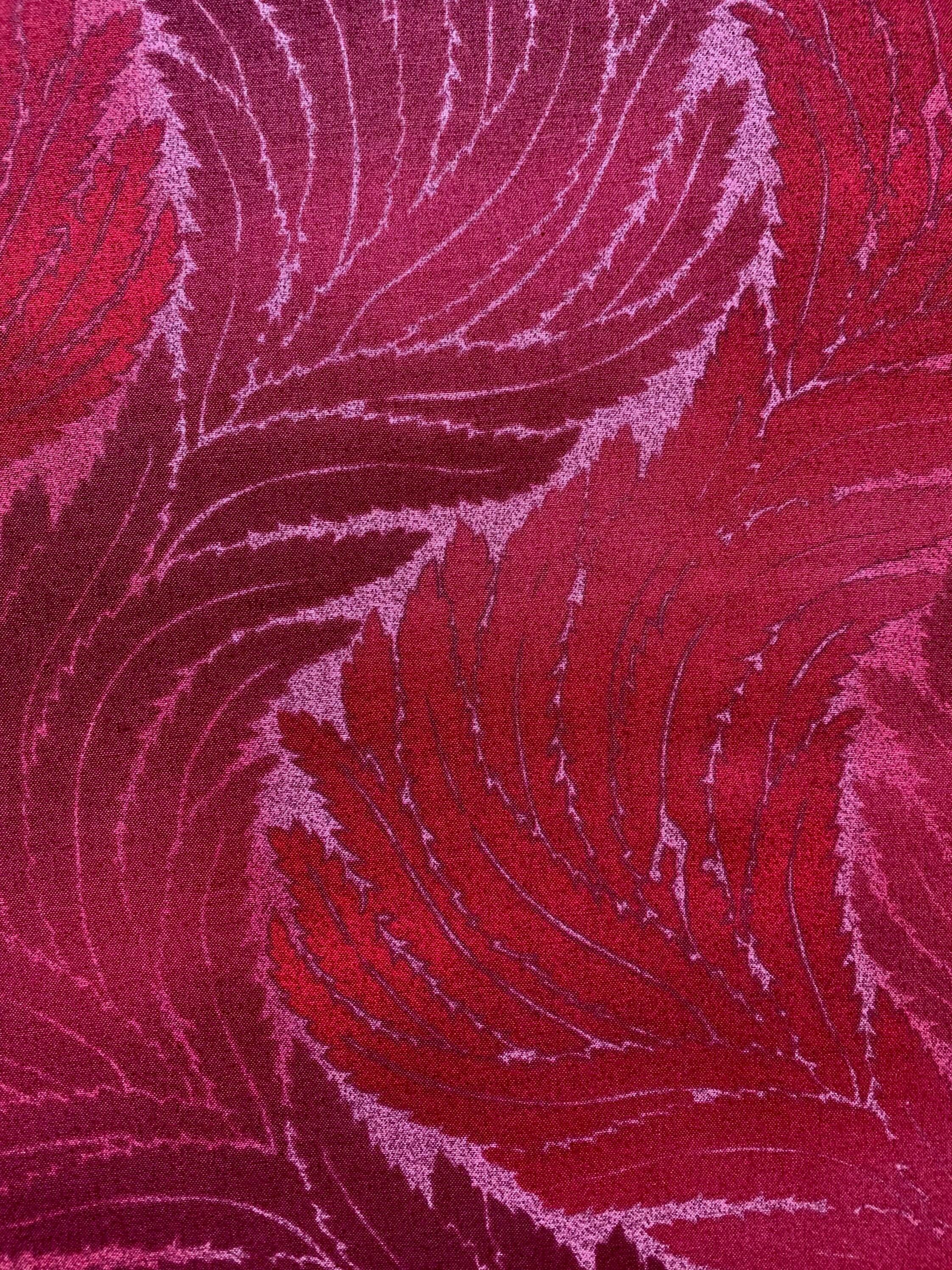 Feather Handworks Japanese printed cotton taupe fabric SP10242S-E flame red