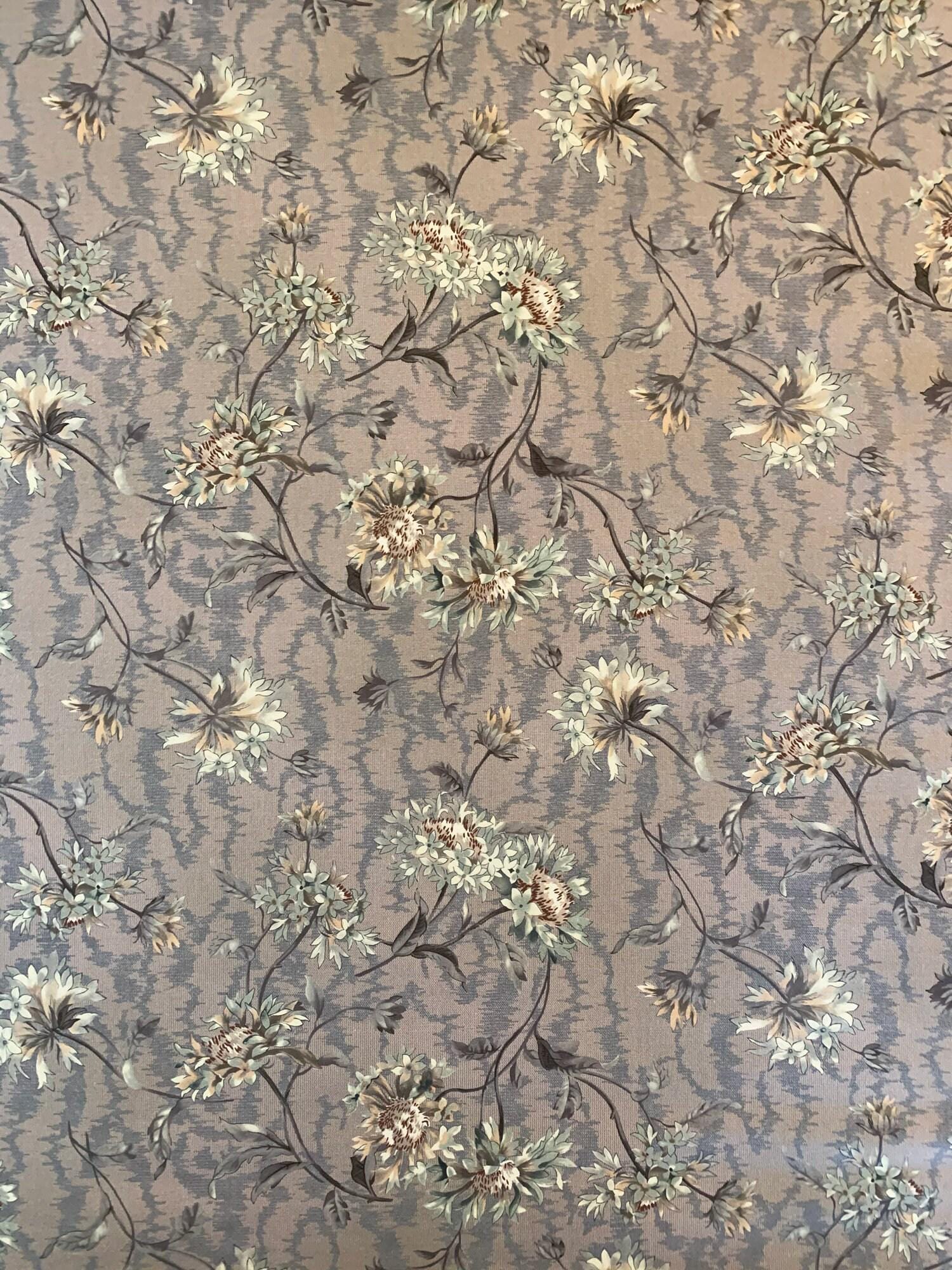 Textile Pantry - Junko Matsuda Wildflowers Cotton Taupe - Beige Blue Gray