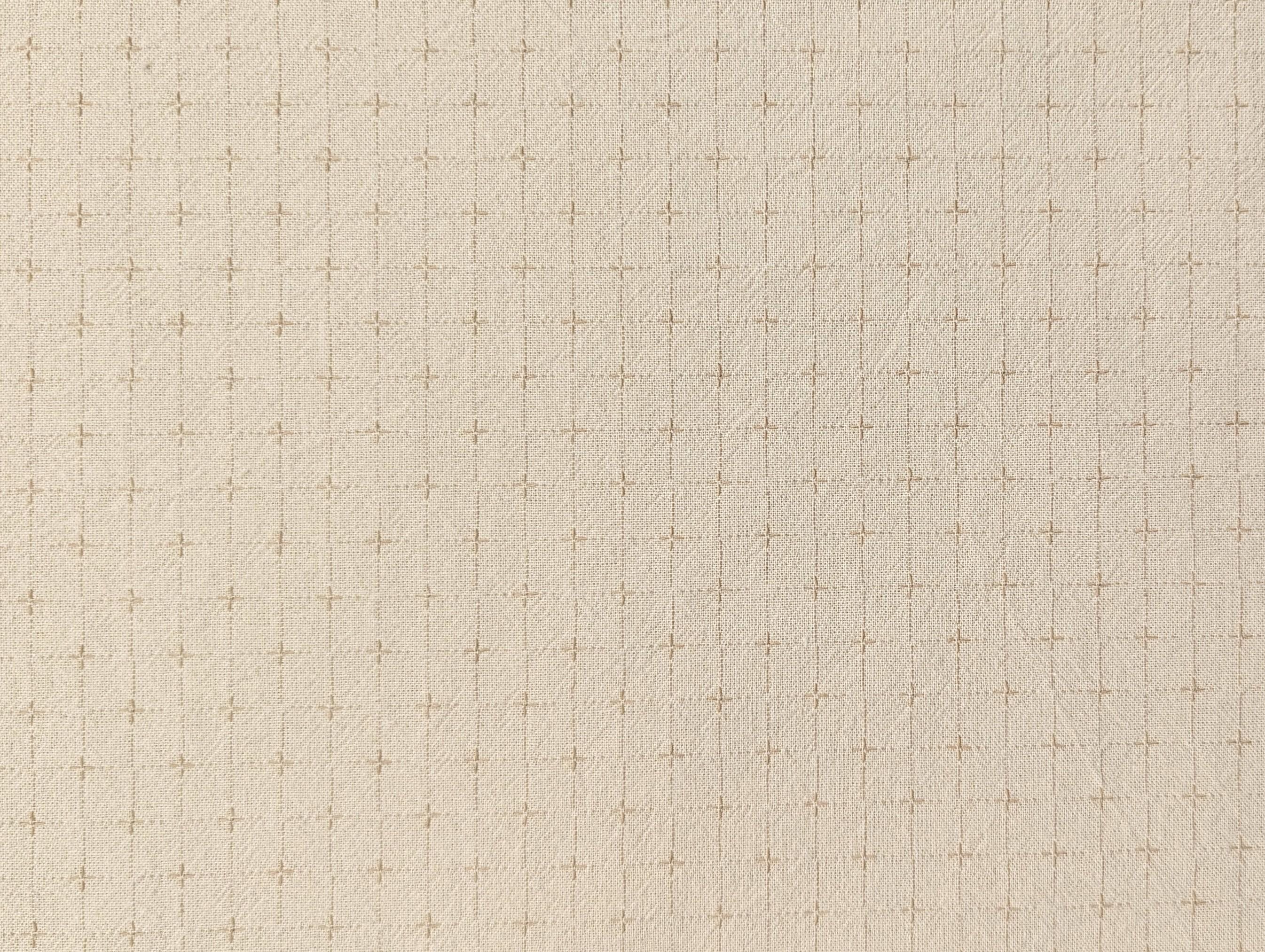 Japanese yarn dyed gridded stitches cotton fabric 4547-350 cream