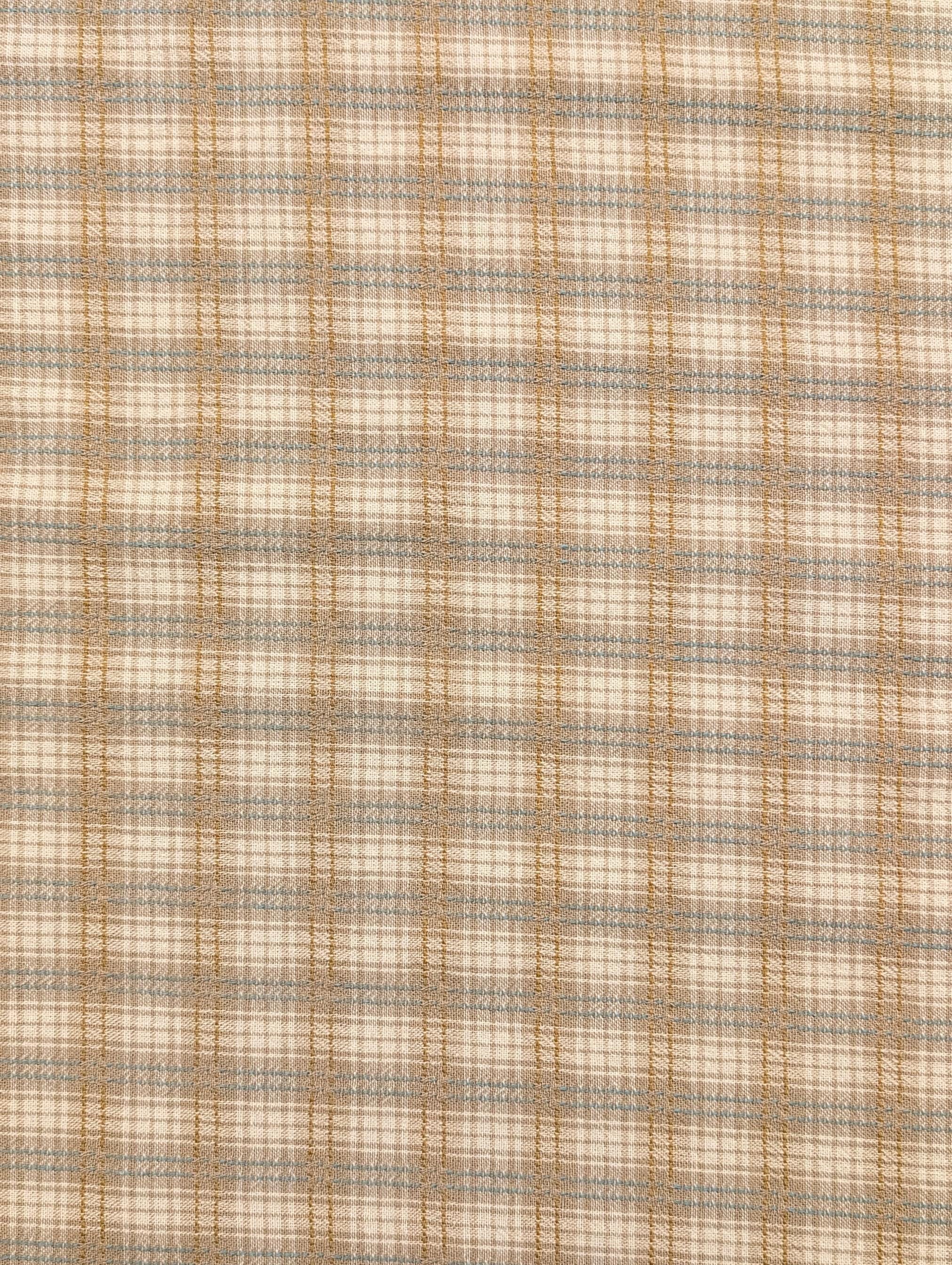 Textile Pantry - Junko Matsuda Yarn Dyed Plaid Cotton Fabric - Beige and Tan