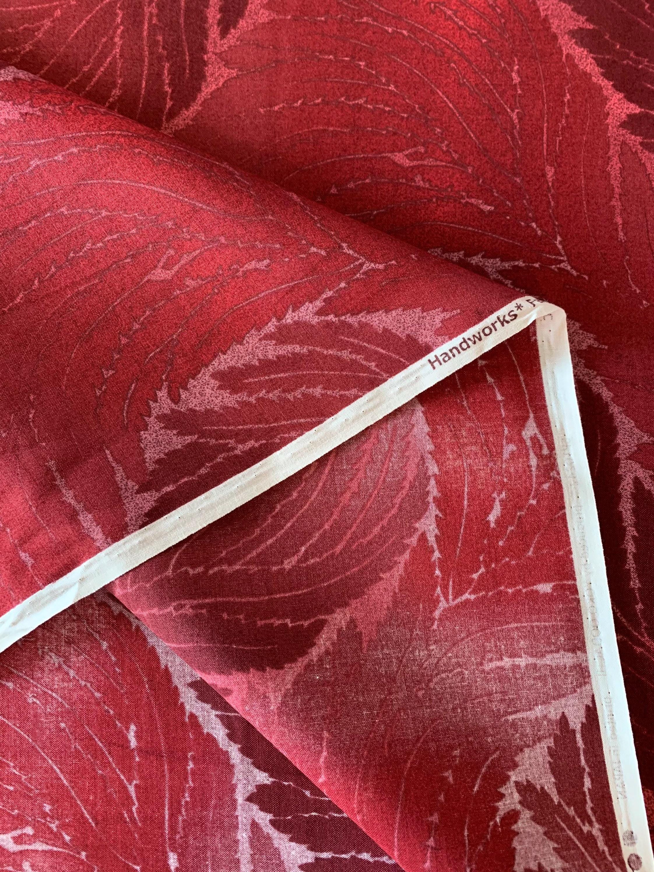 Feather Handworks Japanese printed cotton taupe fabric SP10242S-E flame red