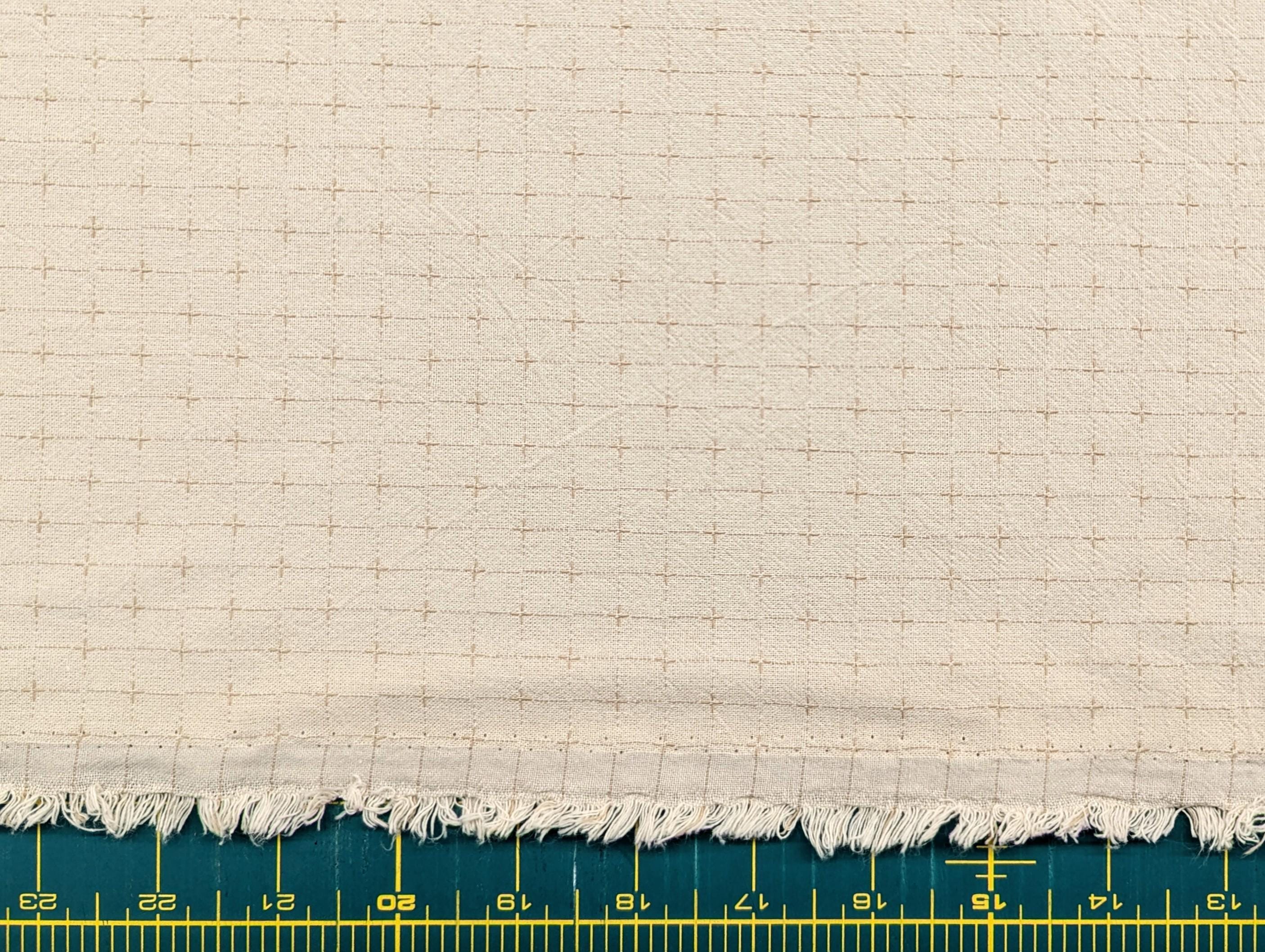 Japanese yarn dyed gridded stitches cotton fabric 4547-350 cream