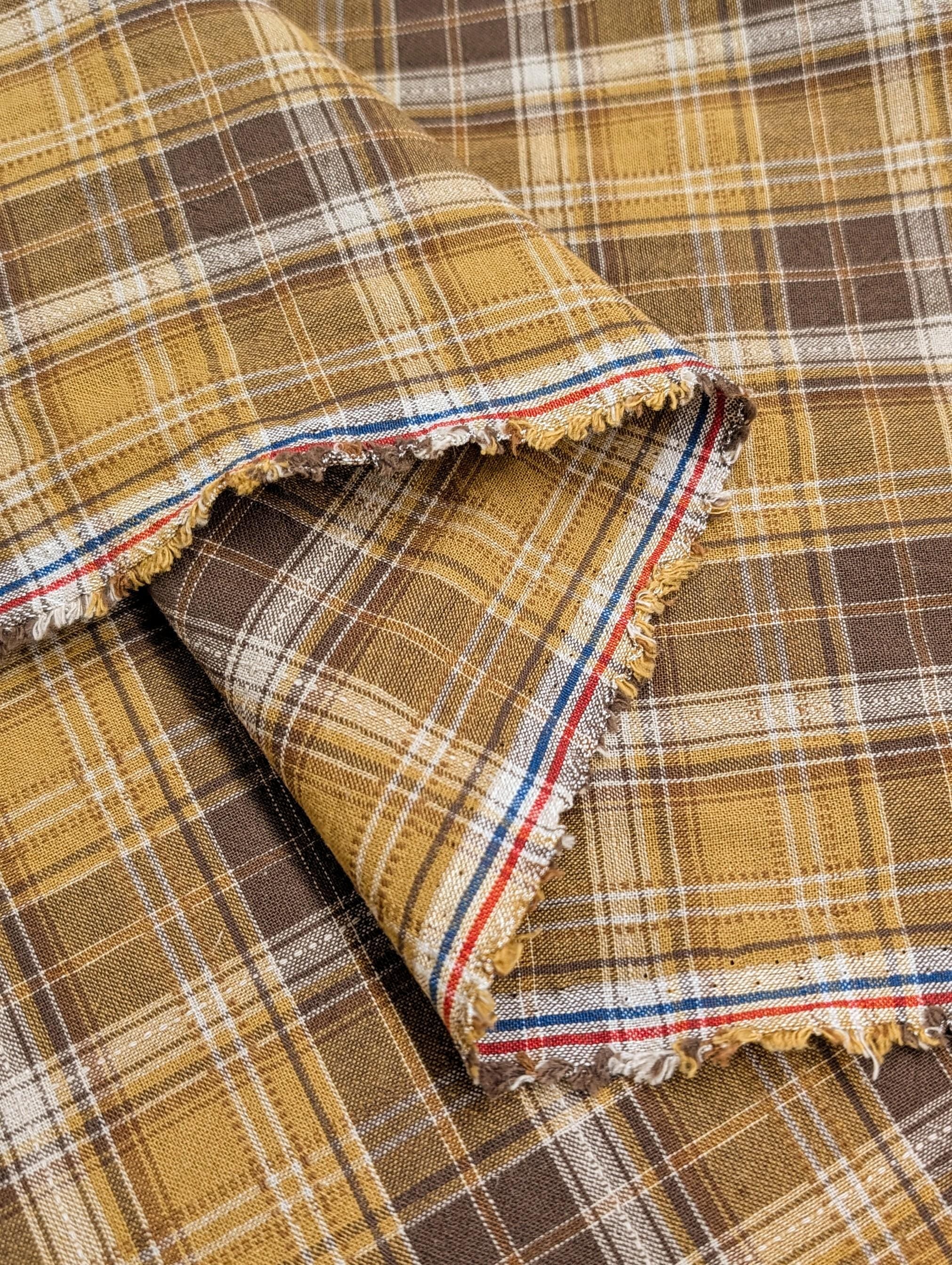 Textile Pantry - Junko Matsuda Yarn Dyed Plaid Cotton Fabric - Yellow and Brown