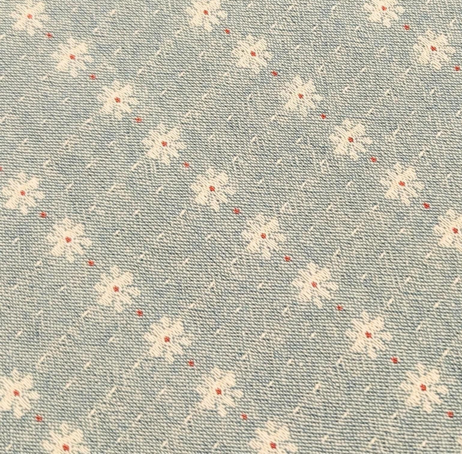 Textile Pantry - Junko Matsuda Yarn Dyed Daisy Stripes Cotton Fabric - Blue