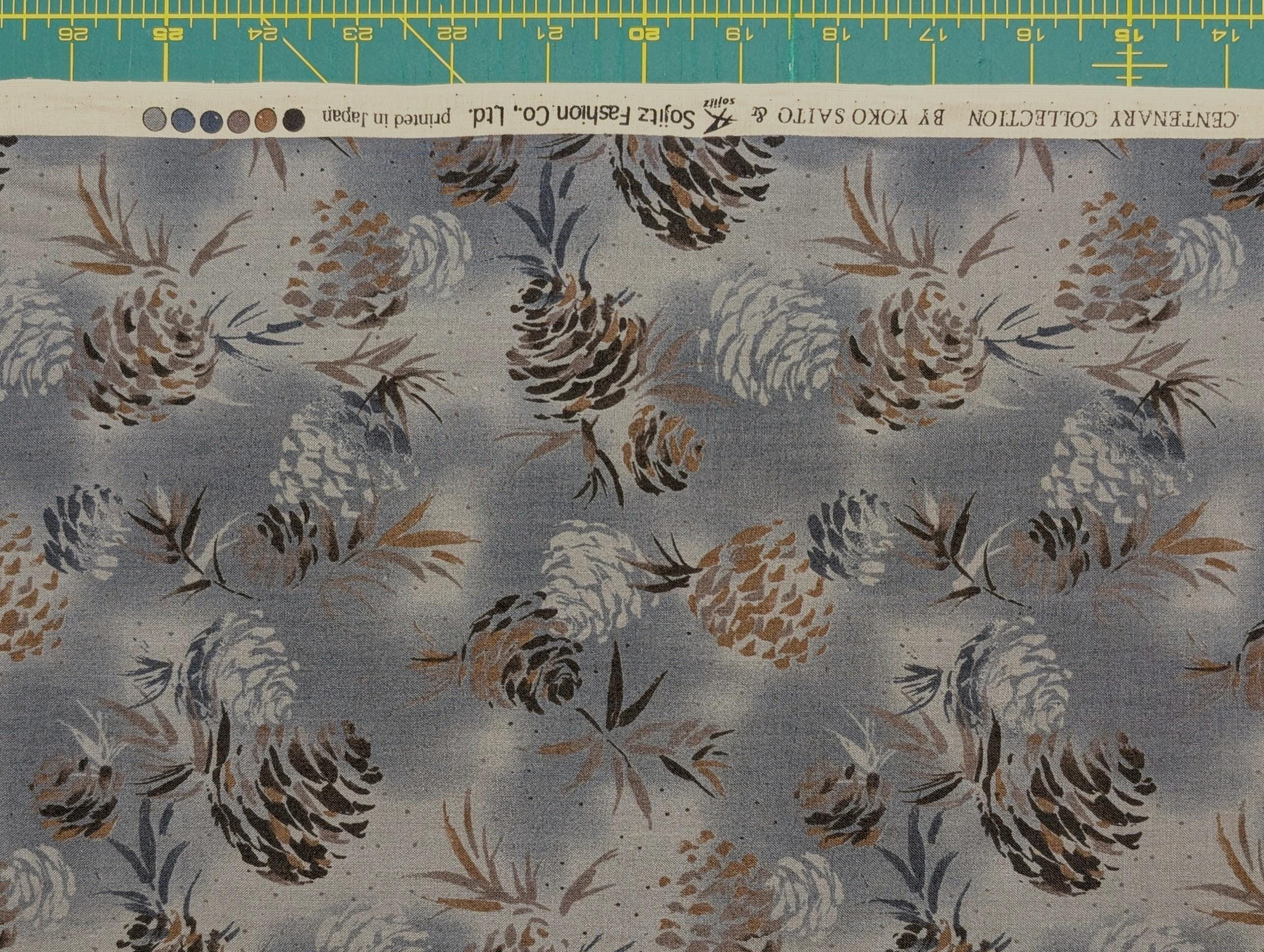 Vancet - Watercolor Pinecones Cotton Taupe - Gray Blue