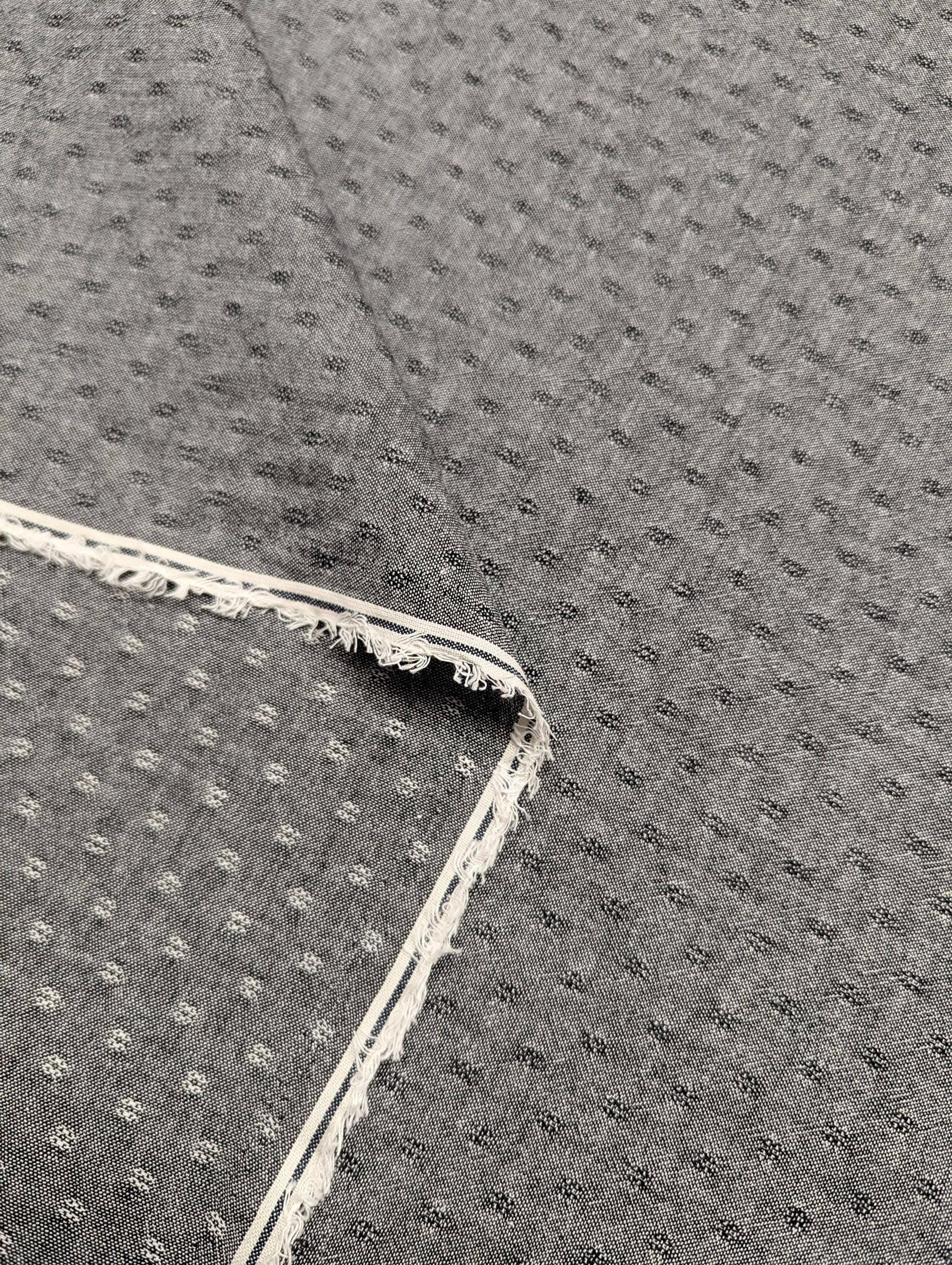 Cosmo - Japanese Yarn Dyed Textured Cotton Taupe - Gray and White