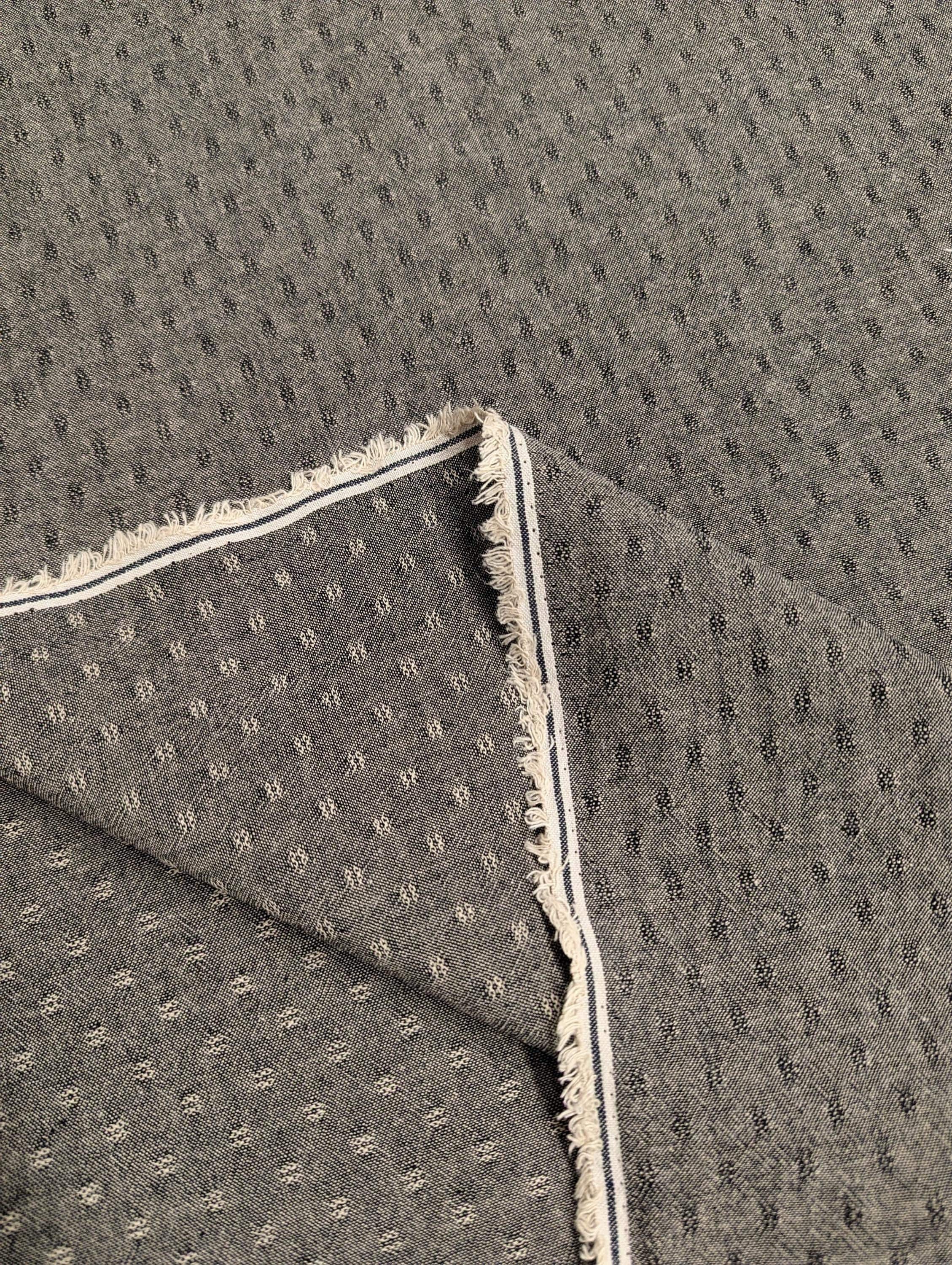 Cosmo - Japanese Yarn Dyed Textured Cotton Taupe - Dusty Gray and White