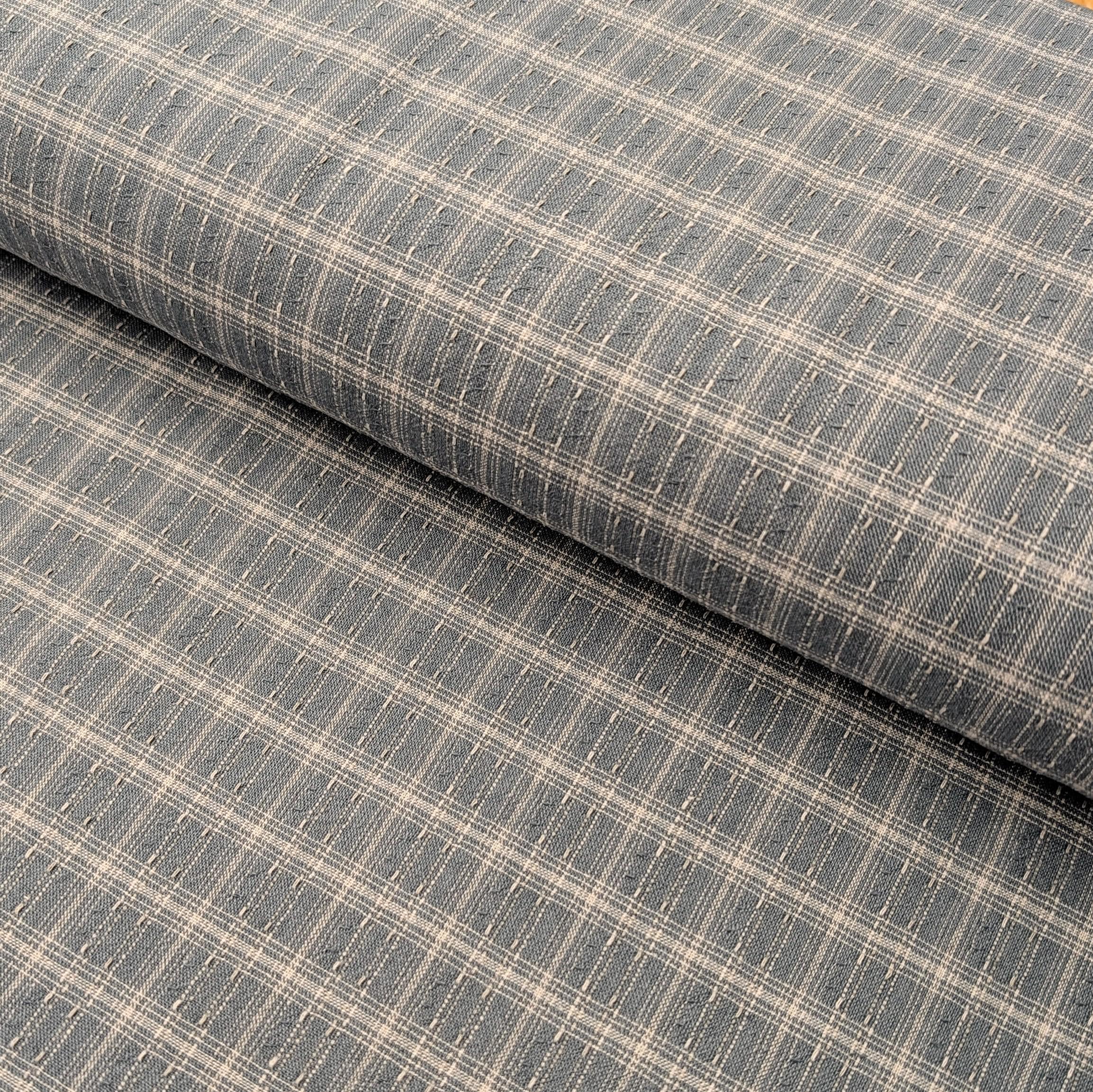 NEW Cosmo Madras Japanese yarn dyed cotton fabric AY20180H-3 F medium blue