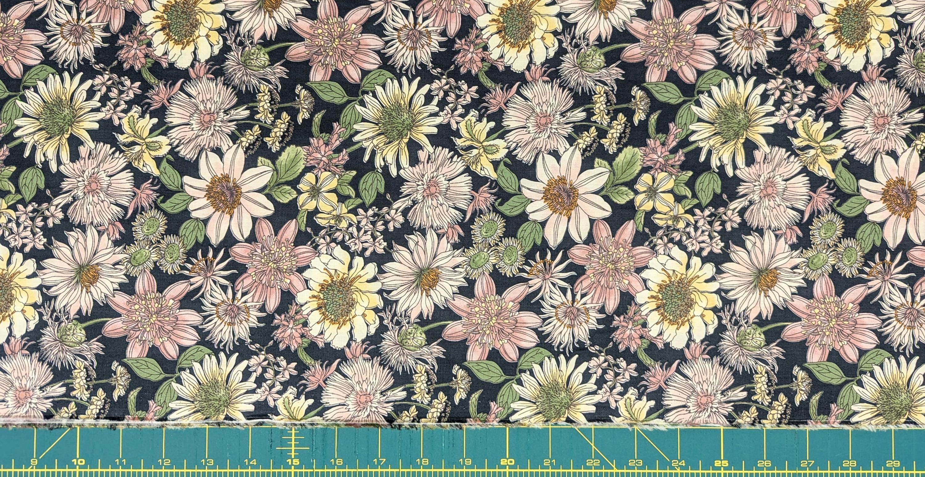 Hokkoh - Meadow Bouquet Cotton Fabric - Dark Blue