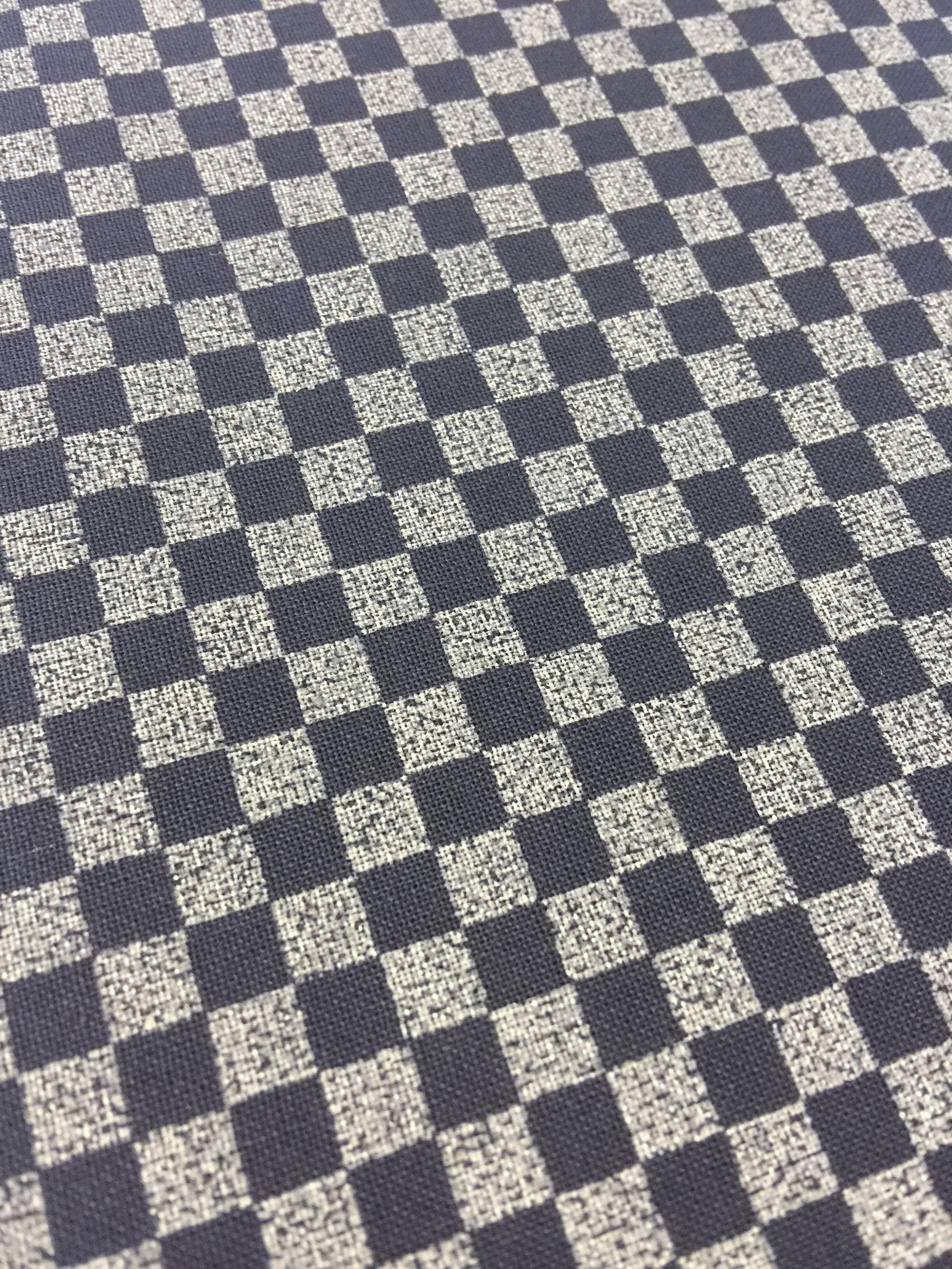 Cosmo - Checkerboard Quilt Cotton - Navy Blue Gray