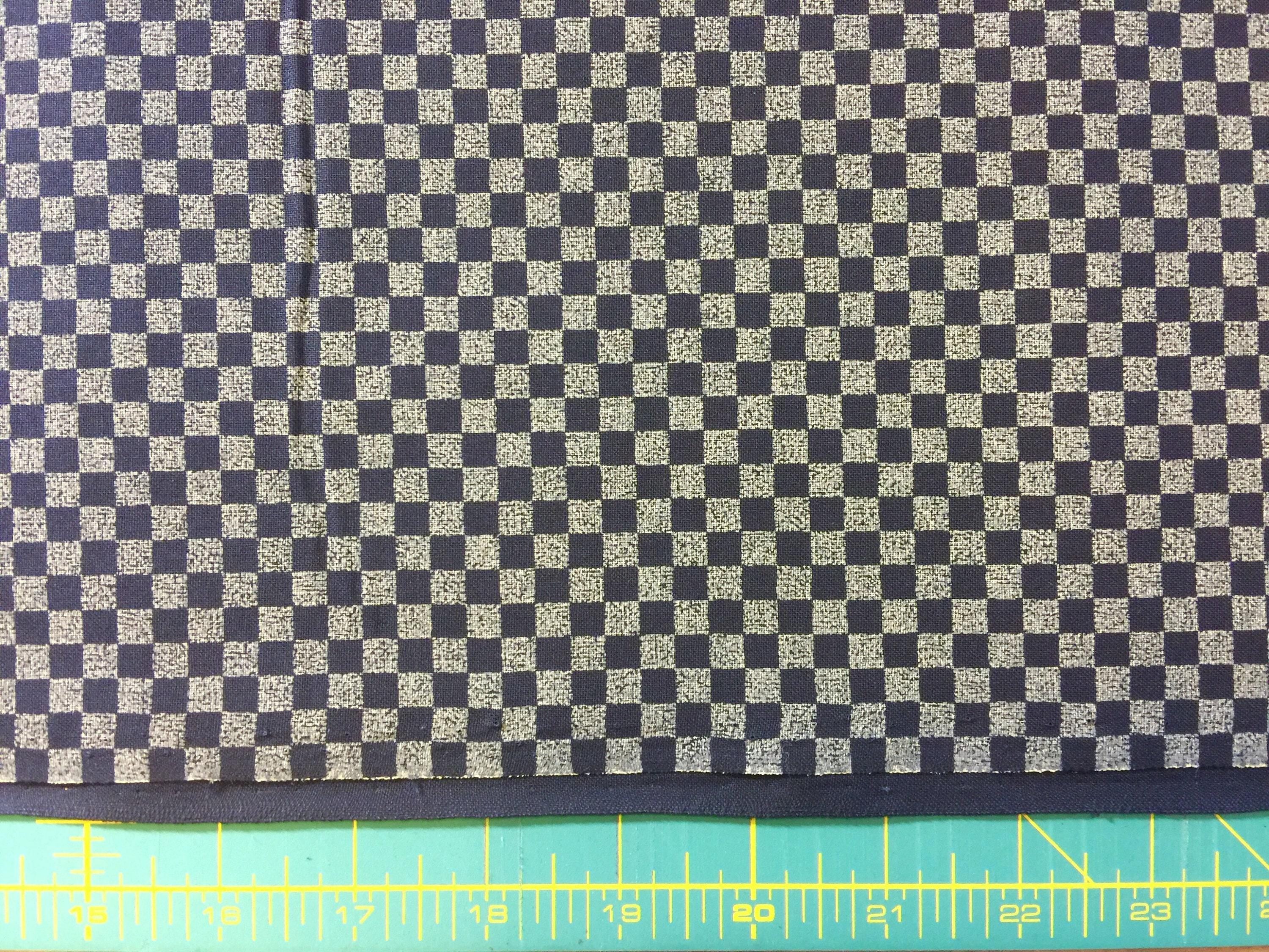 Cosmo - Checkerboard Quilt Cotton - Navy Blue Gray