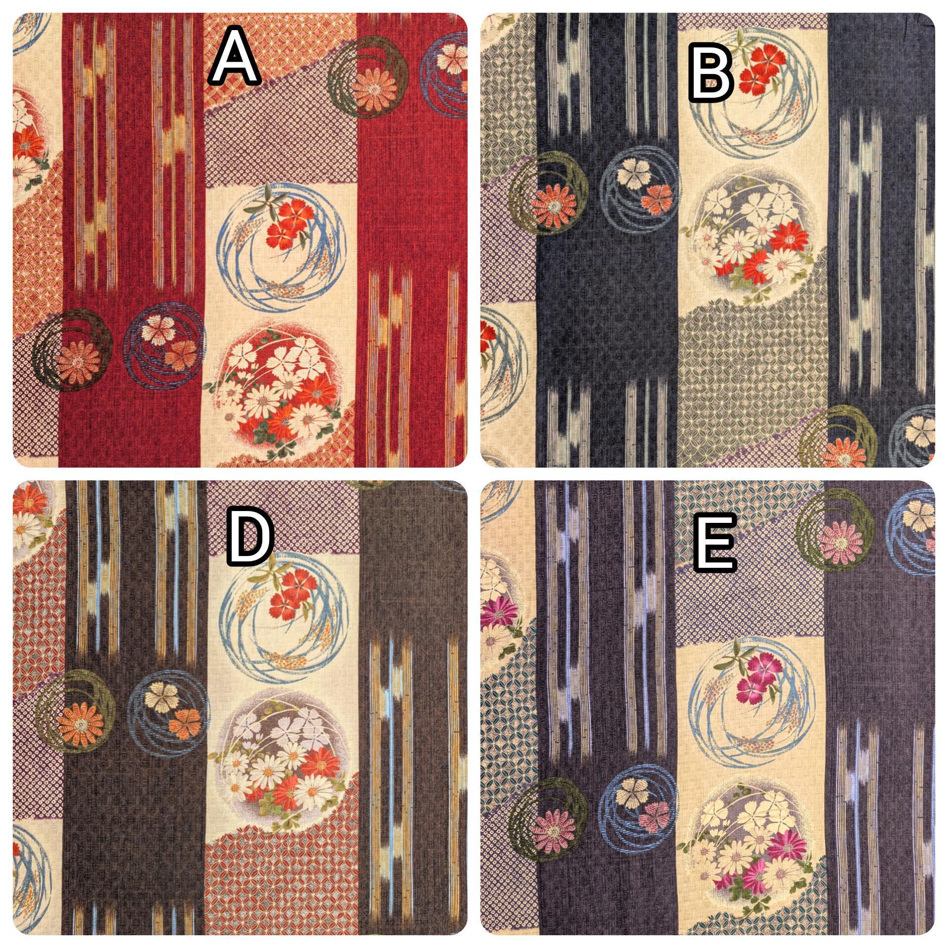Wide Stripe Flower Circles Japanese Kobayashi dobby cotton fabric KTS-1594 B gray blue
