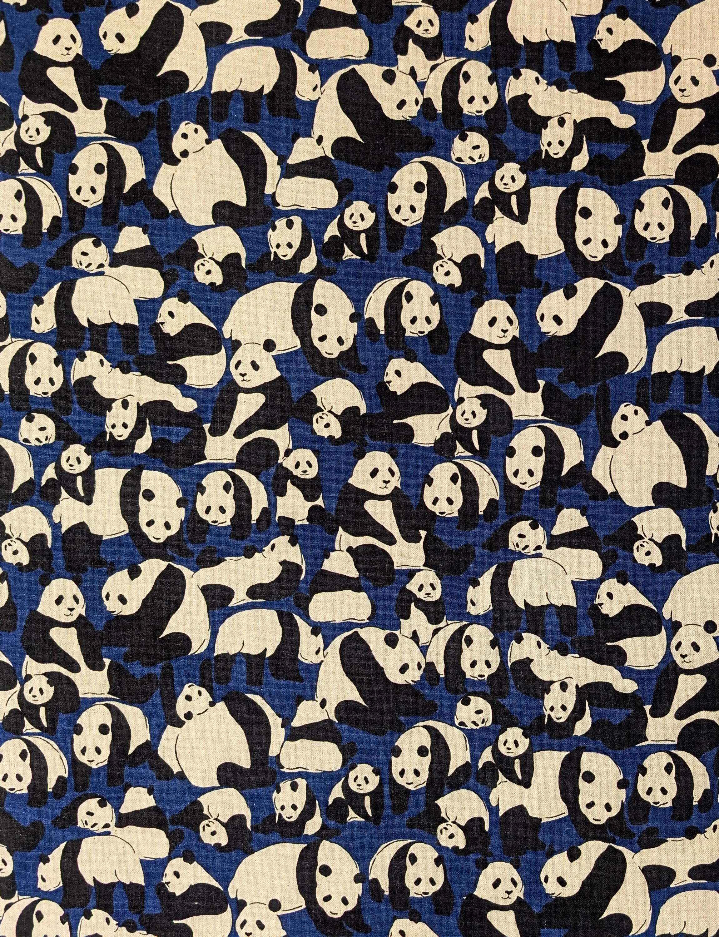 NEW Panda Bears Sevenberry Japanese cotton linen light canvas fabric 850406-1-5