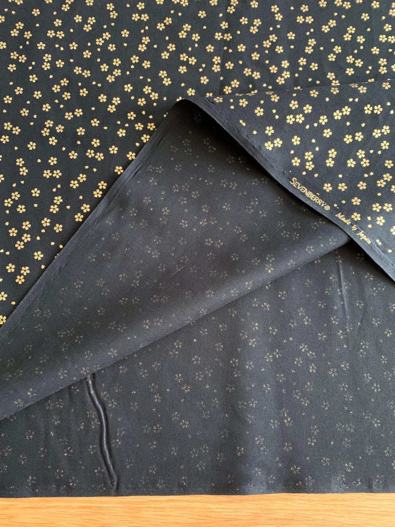 Sevenberry - Golden Cherry Blossoms Cotton Fabric - Black