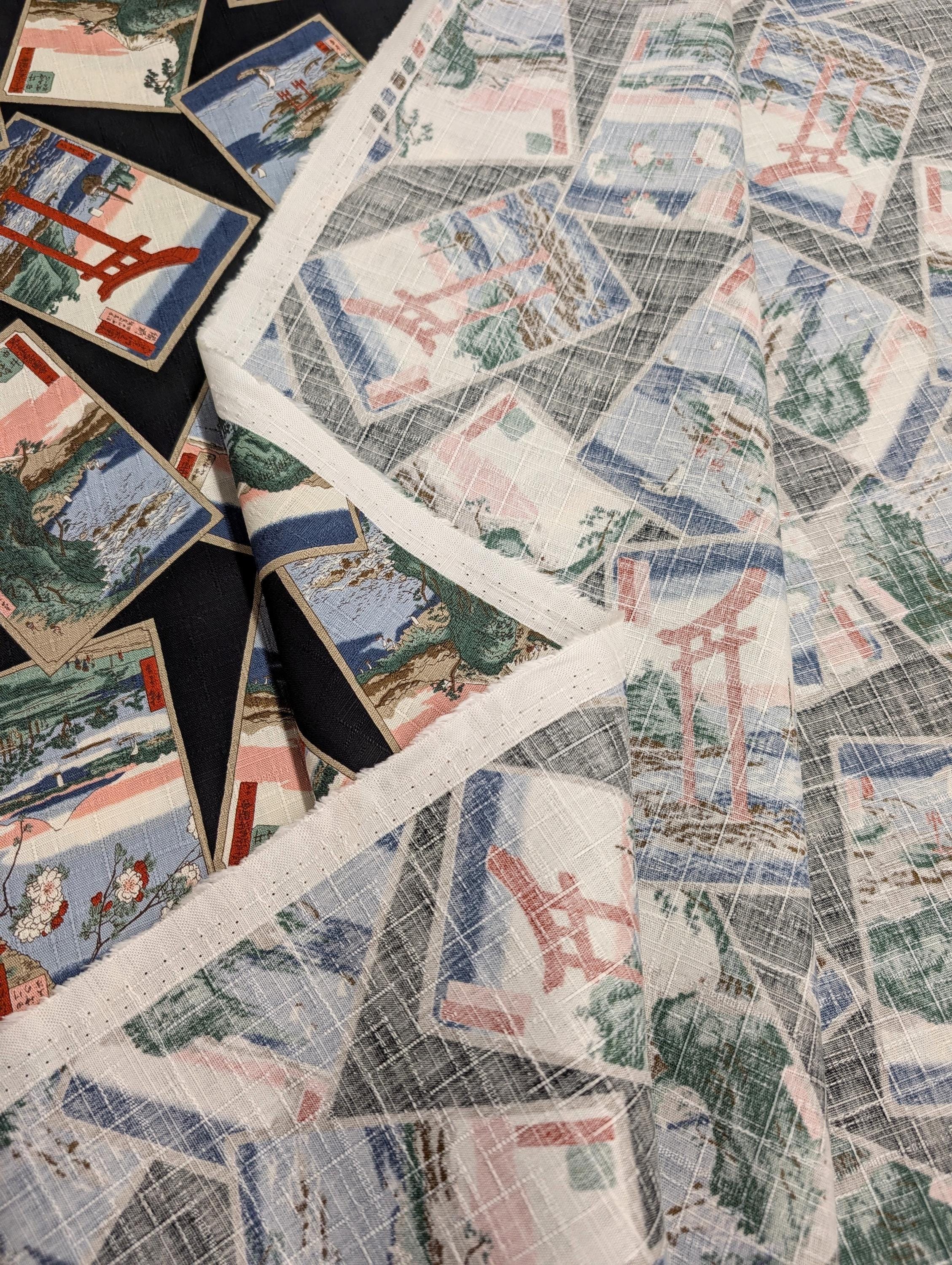 Japanese Postcards Hokkoh Japanese cotton dobby fabric 1025-105-3 E black