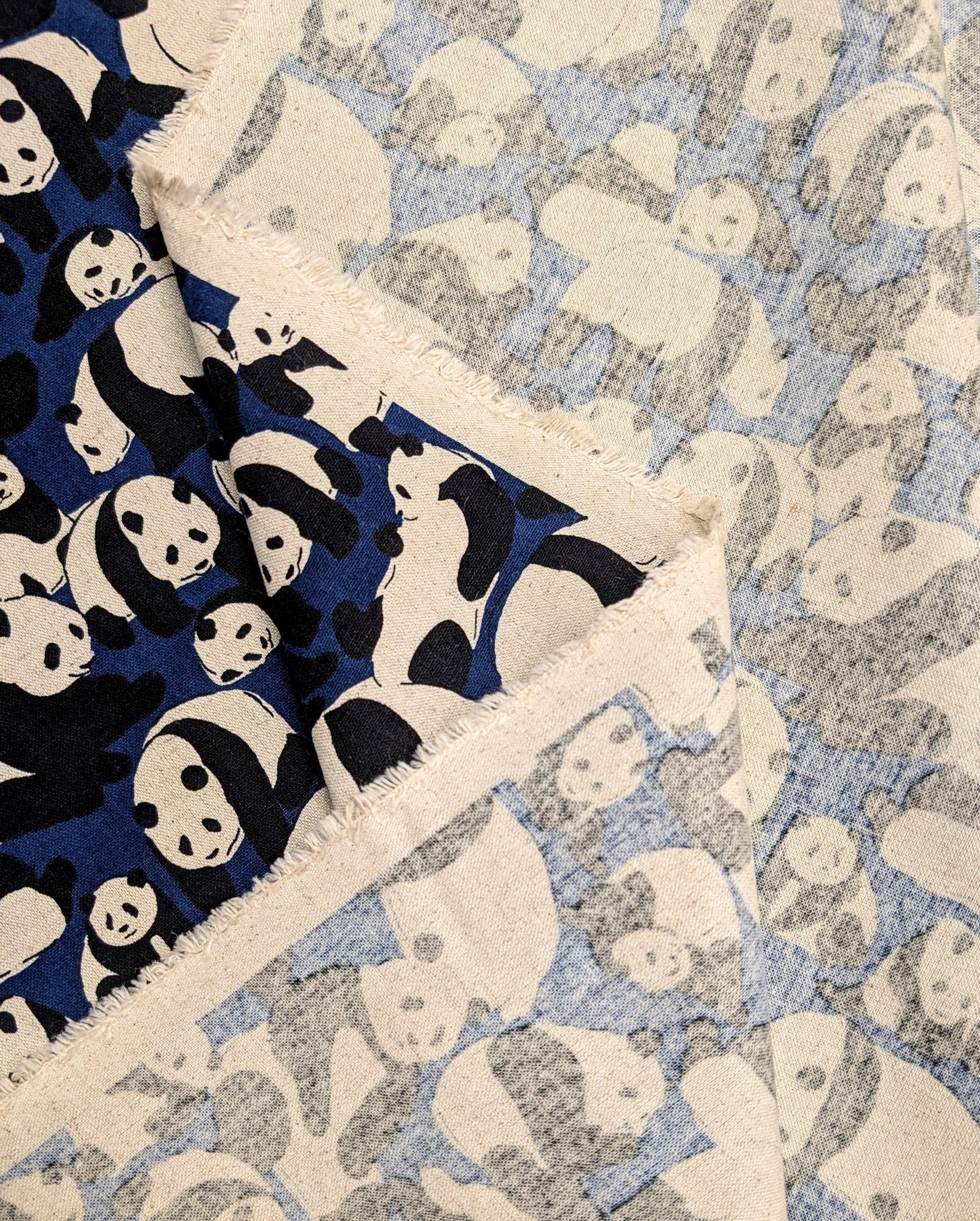 NEW Panda Bears Sevenberry Japanese cotton linen light canvas fabric 850406-1-5