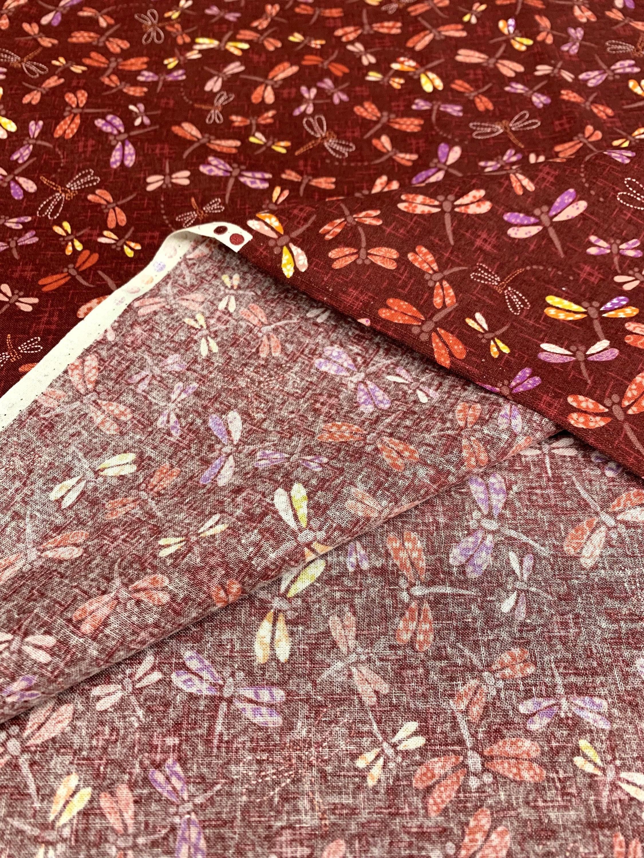 Sevenberry - Patchwork Dragonflies Cotton Fabric - Red